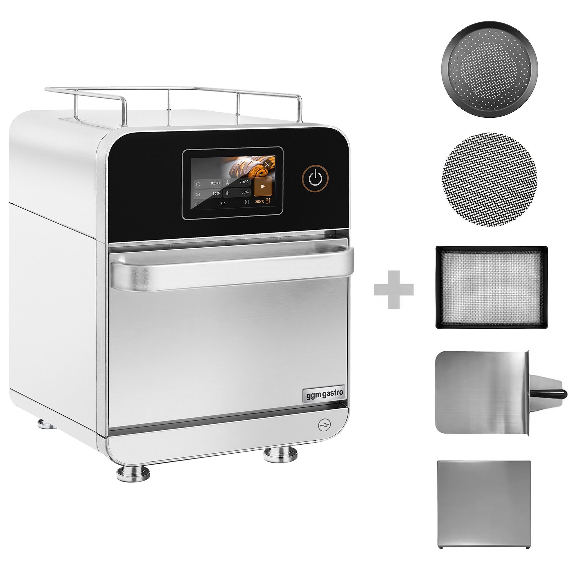 Speedofen - 3,5 kW - Silber - mit Heißluft & Mikrowellenfunktion - 18 Liter - 7-Zoll-Touchscreen