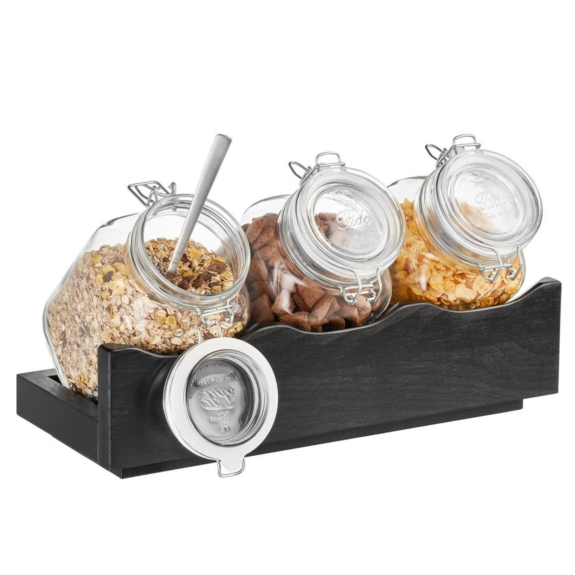 Support de buffet - GOOD MORNING - set 4 pièces - support en bois incl. 3 verres