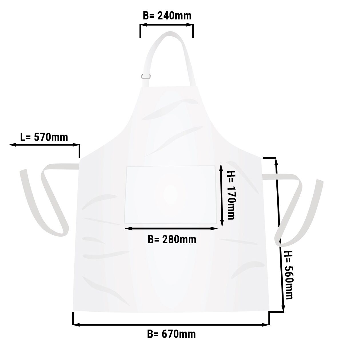 (5 pcs) Bistro Apron - White - W x H: 67x84cm