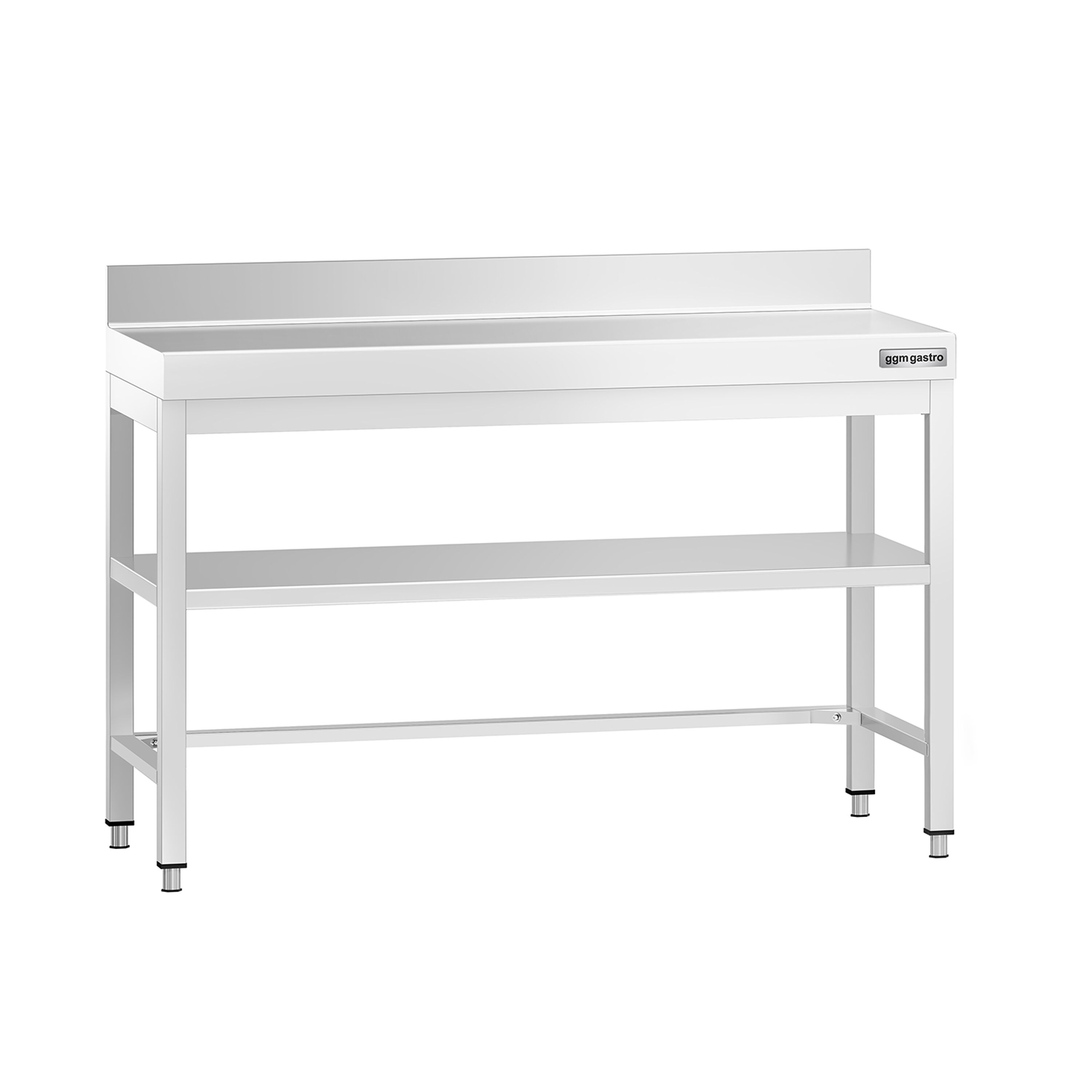Table de travail inox PREMIUM - 1200 x 600 mm - avec tablette inférieure, Dosseret & Renforts