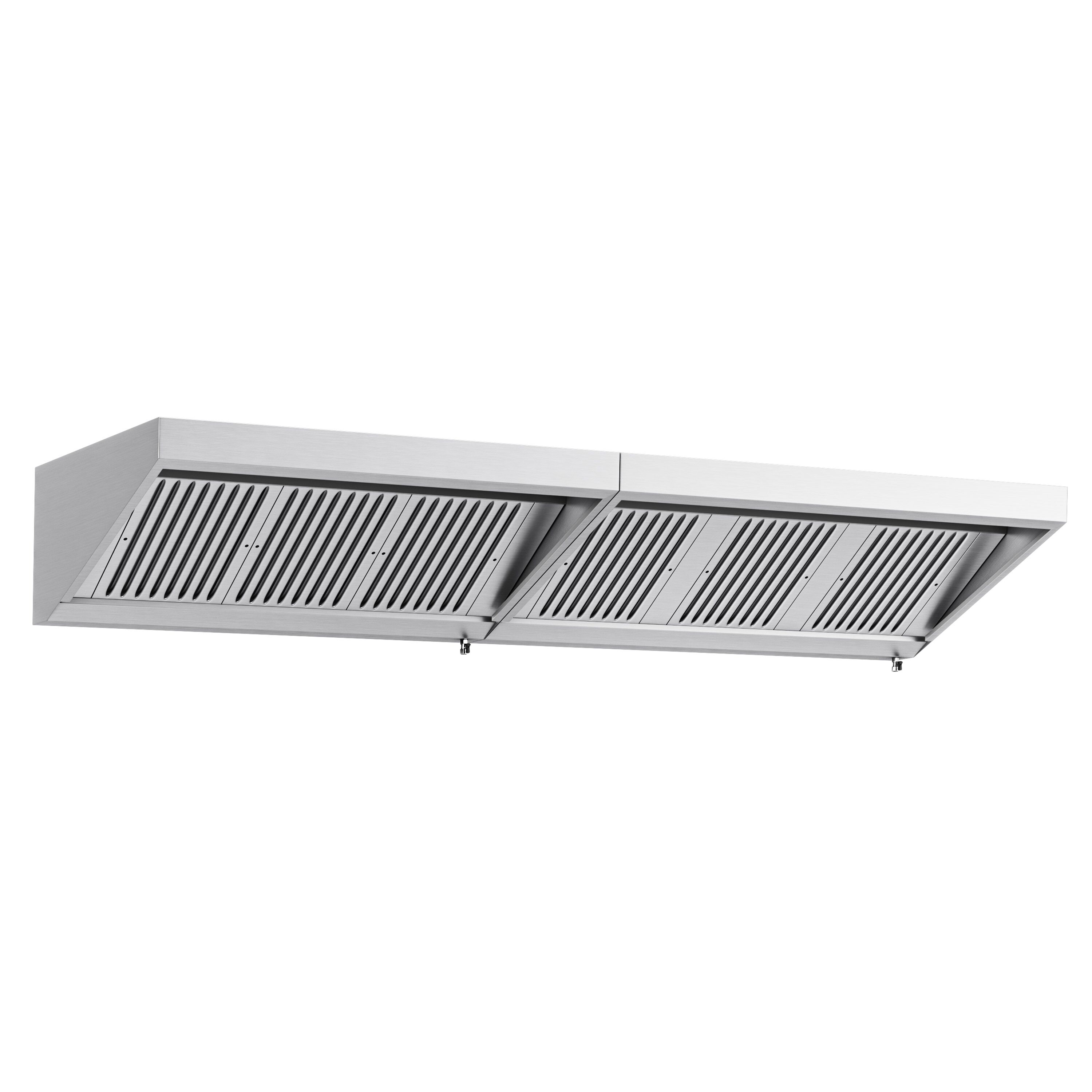 Commercial Wall-Mounted Extraction Canopy - with Motor - 3000mm - with Baffle Filters & LED Lighting