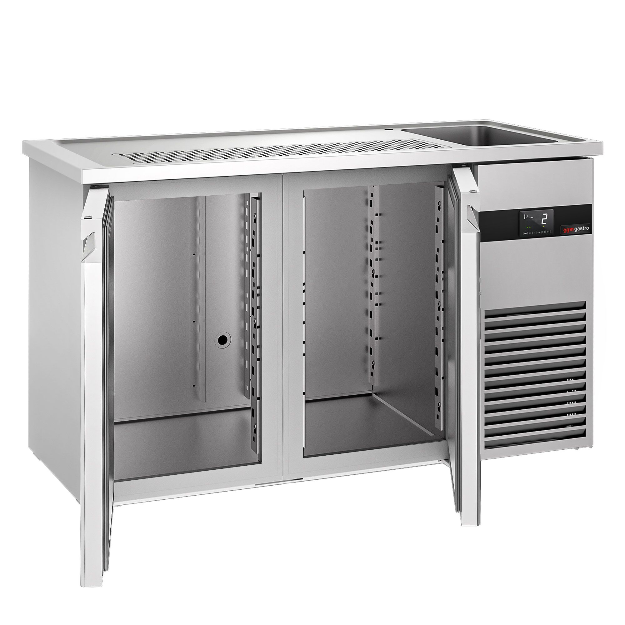 Comptoir de bar réfrigéré PREMIUM - 1550 x 700 mm - 2 portes         