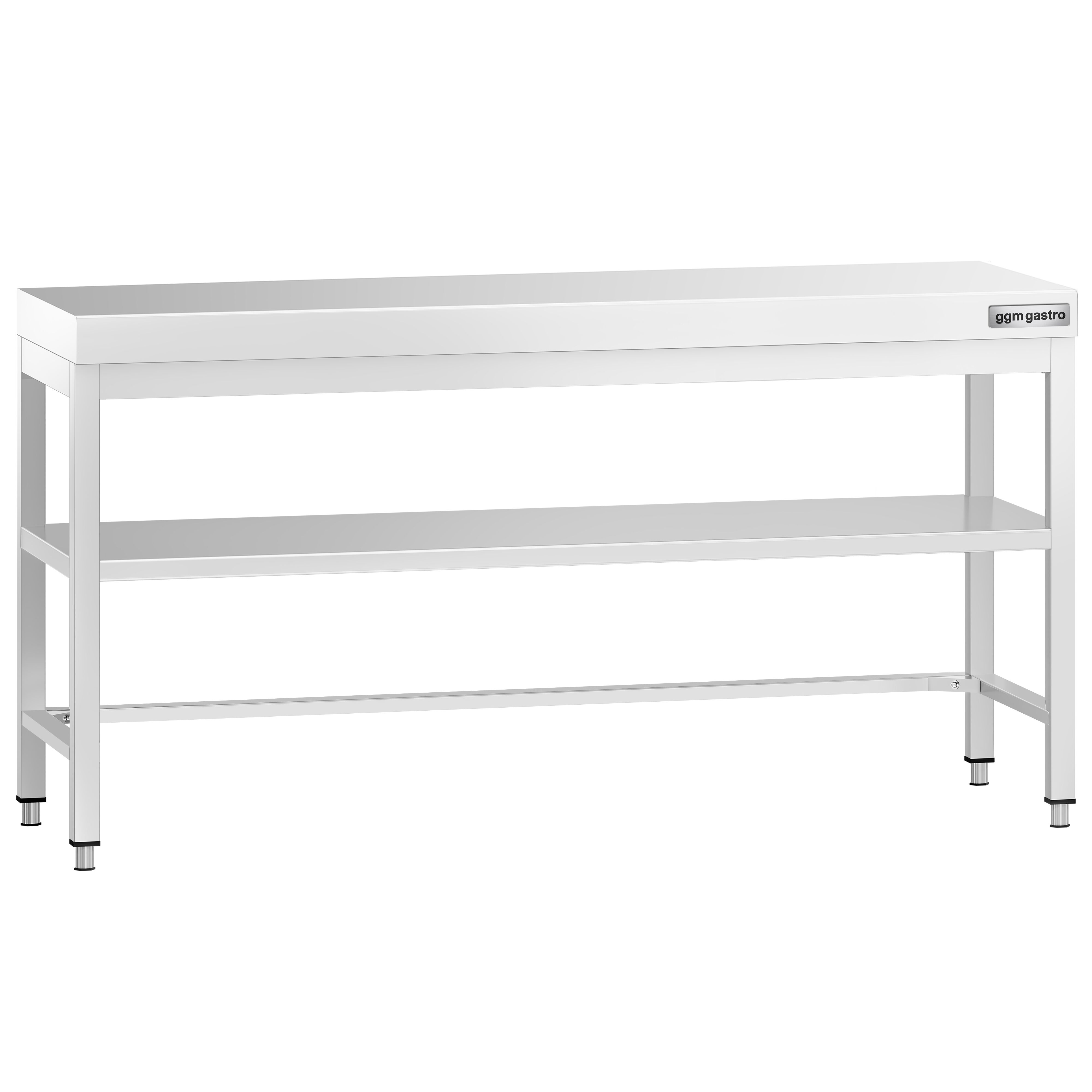 Table de travail en inox PREMIUM – 2000x800 mm – avec tablette inférieure et renforts