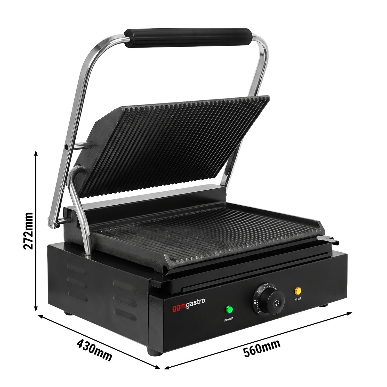 Commercial Contact Grill – Ribbed Top & Bottom Plates – 2.2 kW – Grill Area: 345 × 235 mm