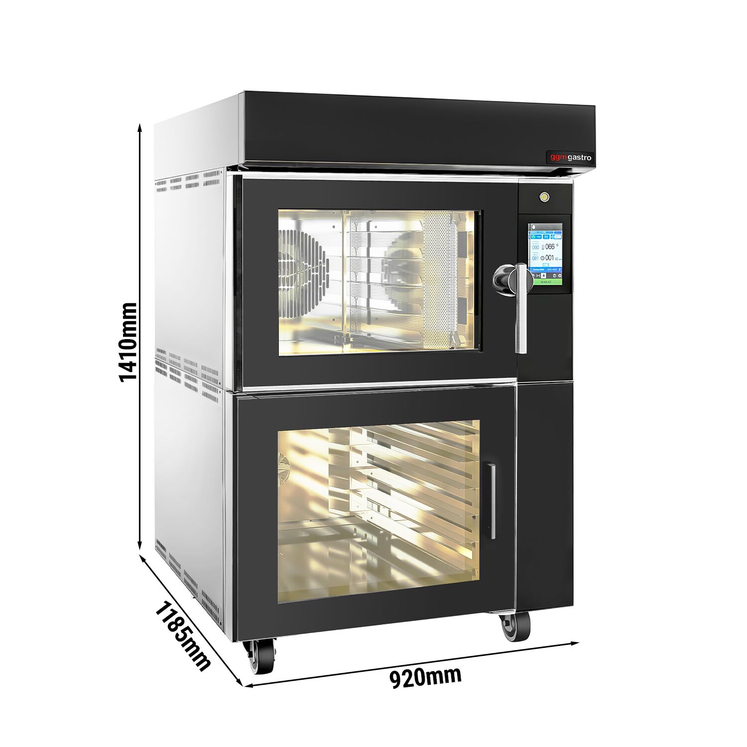 Électrique Four à convection avec injection d’eau - Écran tactile - 1 chambres de cuisson - 5 niveaux 600x400mm - Acier inoxydable - avec armoire de fermentation - sans plaques de four
