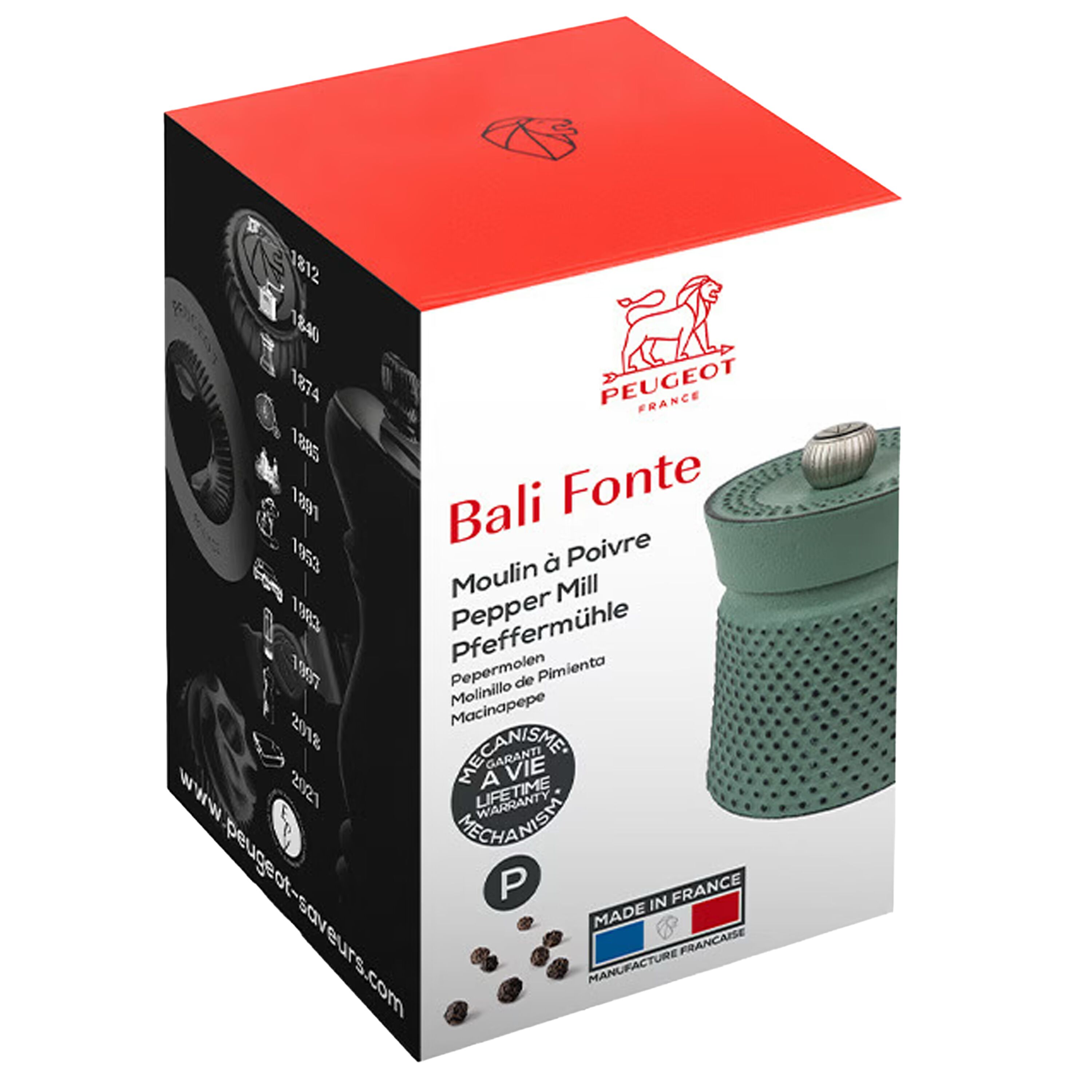 (6 pièces) PEUGEOT | BALI FONTE – Moulin à poivre – Fonte – Vert – Hauteur : 80 mm