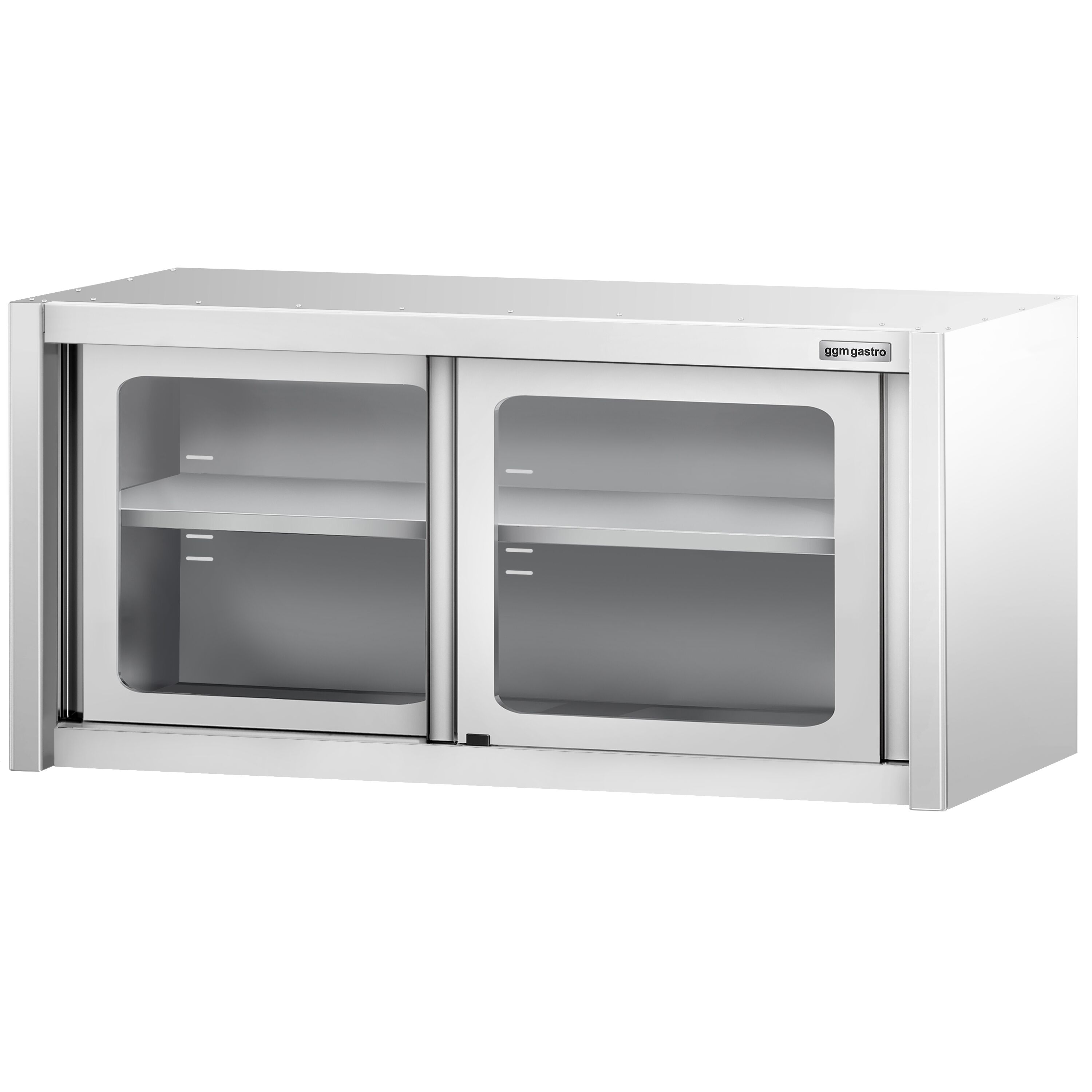 Armoire murale en acier inoxydable - 1400x400mm - avec portes coulissantes vitrées - 650mm de haut