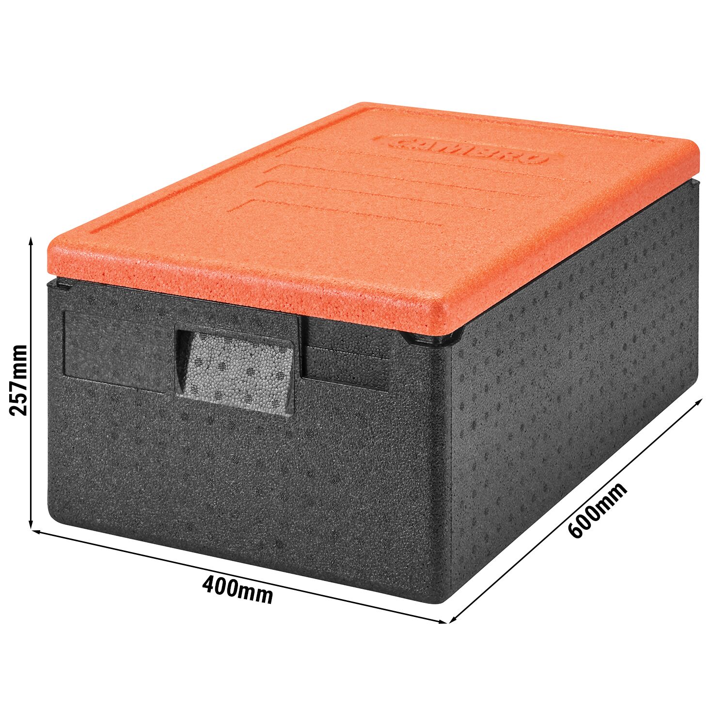 CAMBRO | Cam GoBox® Toploader – GN 1/1 – 600×400×257 mm – Orange lid – 4h temp hold