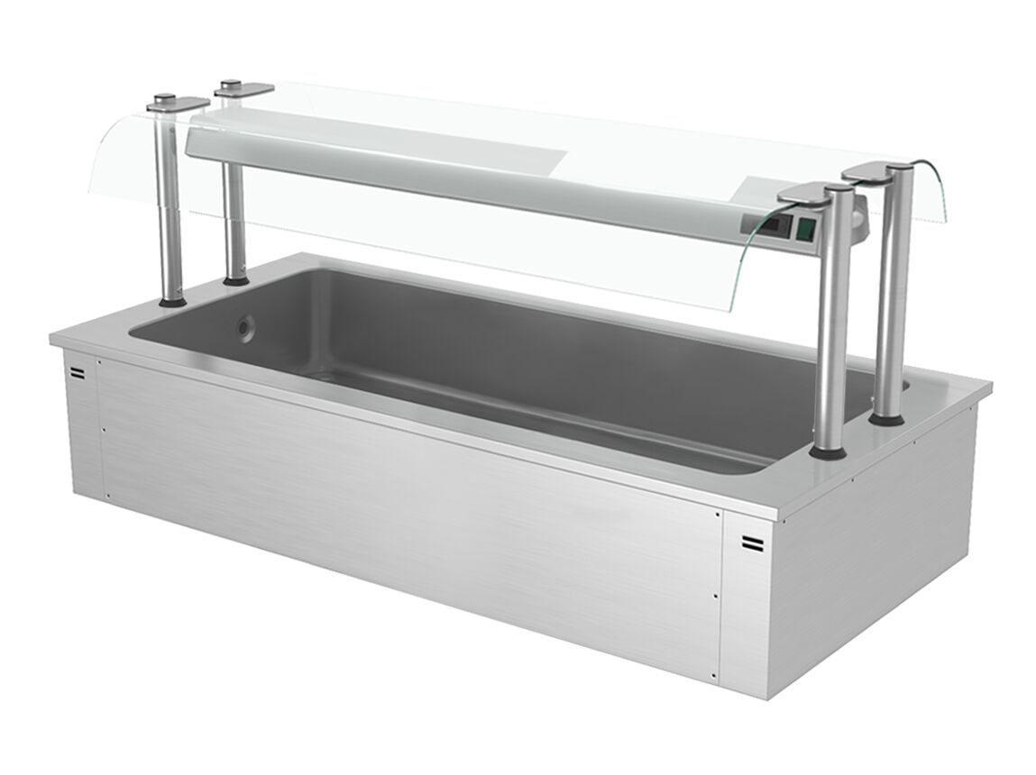 Cuba de hielo encastrable - 1785mm - 5x GN 1/1 - 200L - con protector antisalpicaduras de cristal