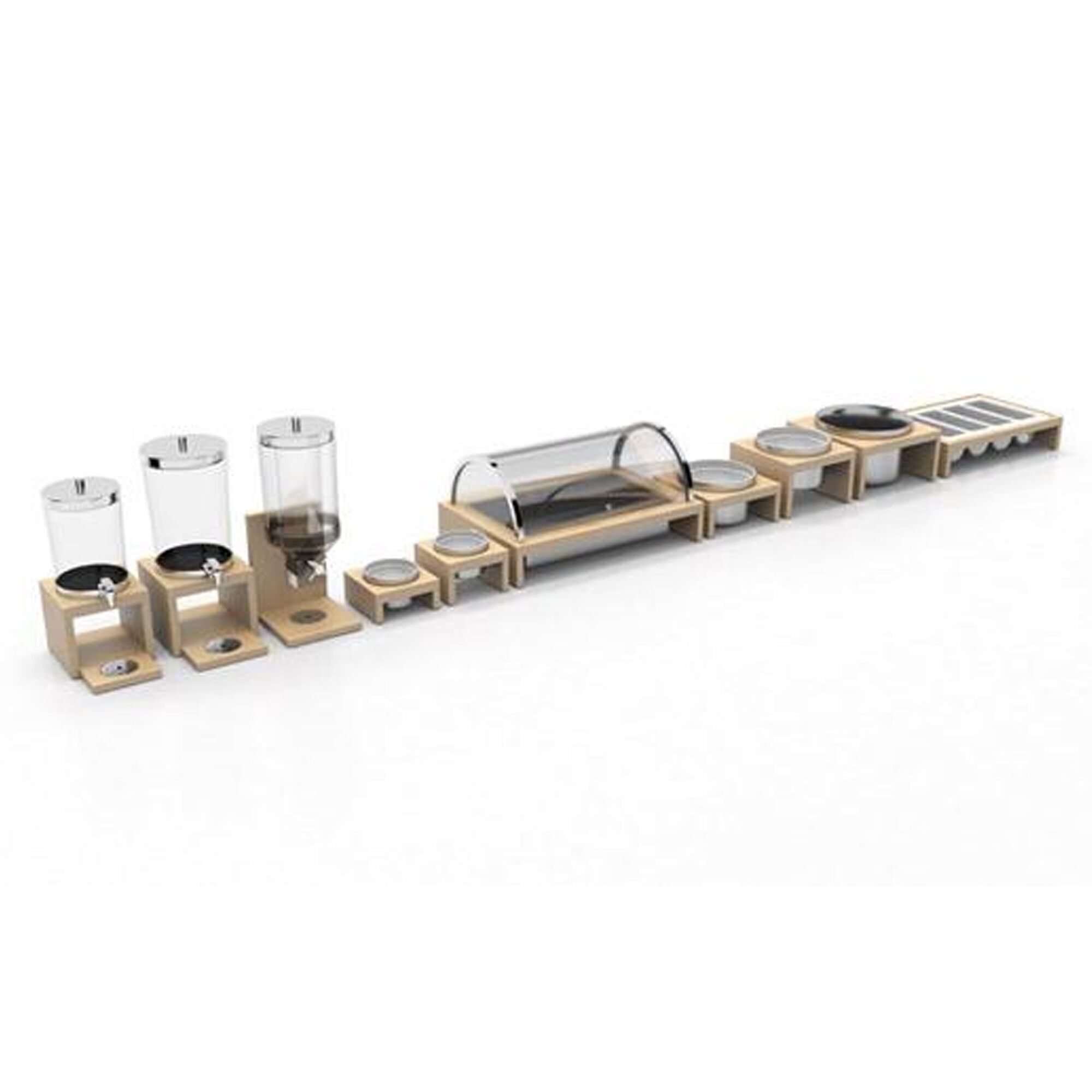 Glacière – BRIDGE – 635 × 425 mm – incl. support en bois, récipient en plastique, plateau en mélamine, accumulateur de froid & couvercle roll-top