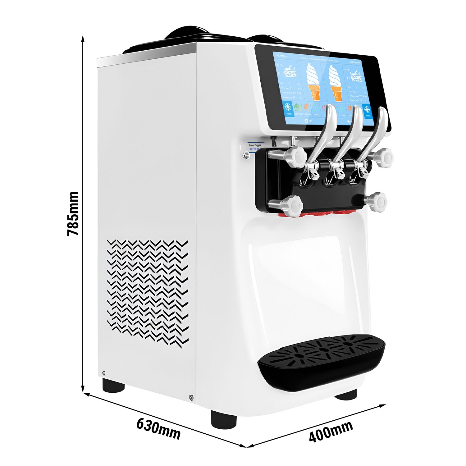 Machine à glace à l’italienne - 30-32L/h - 2,68kW - Écran tactile - 3 parfums (2 + panaché) - À poser