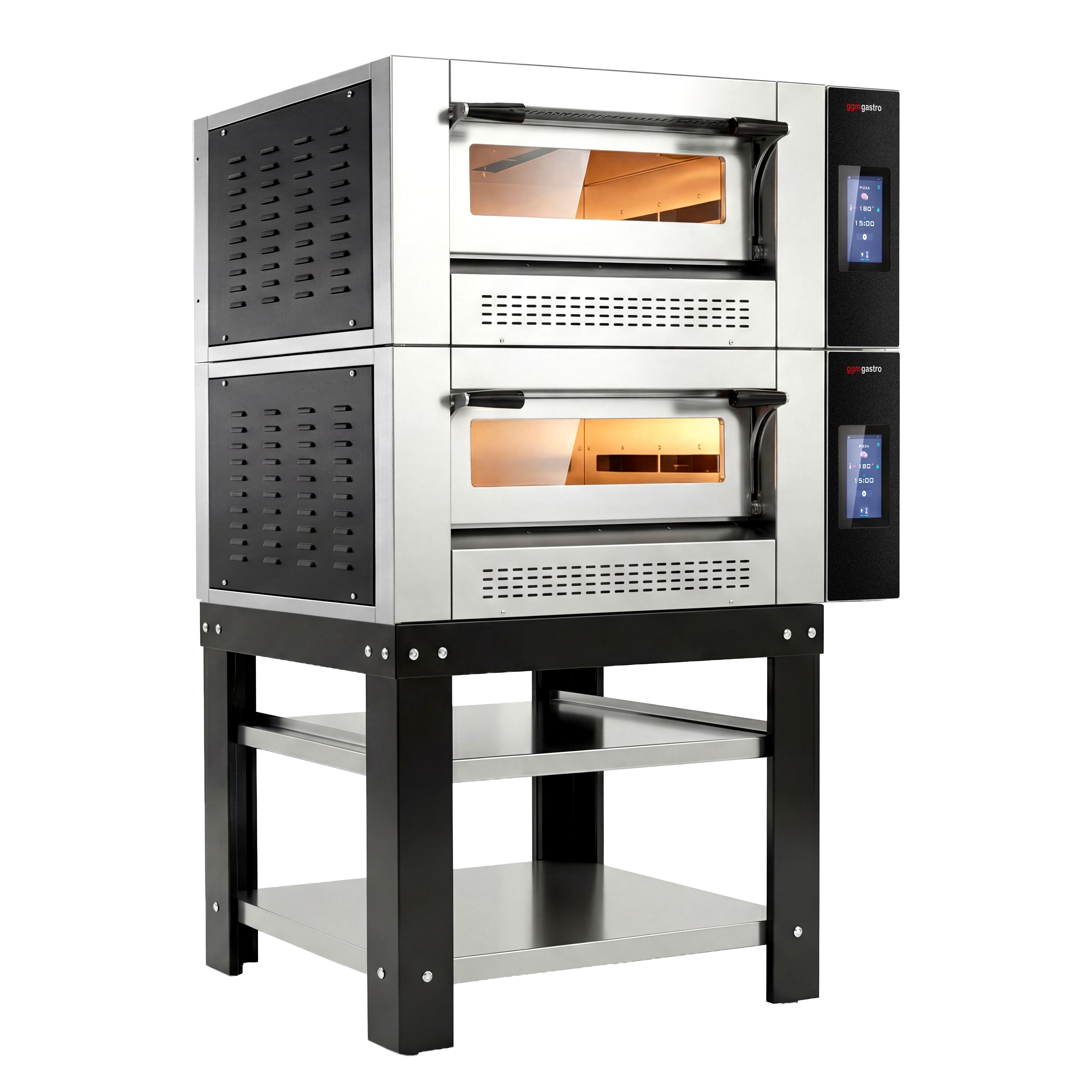 Four à pizza à gaz - 4 + 4 x 30 cm - Touch - avec soubassement inclus