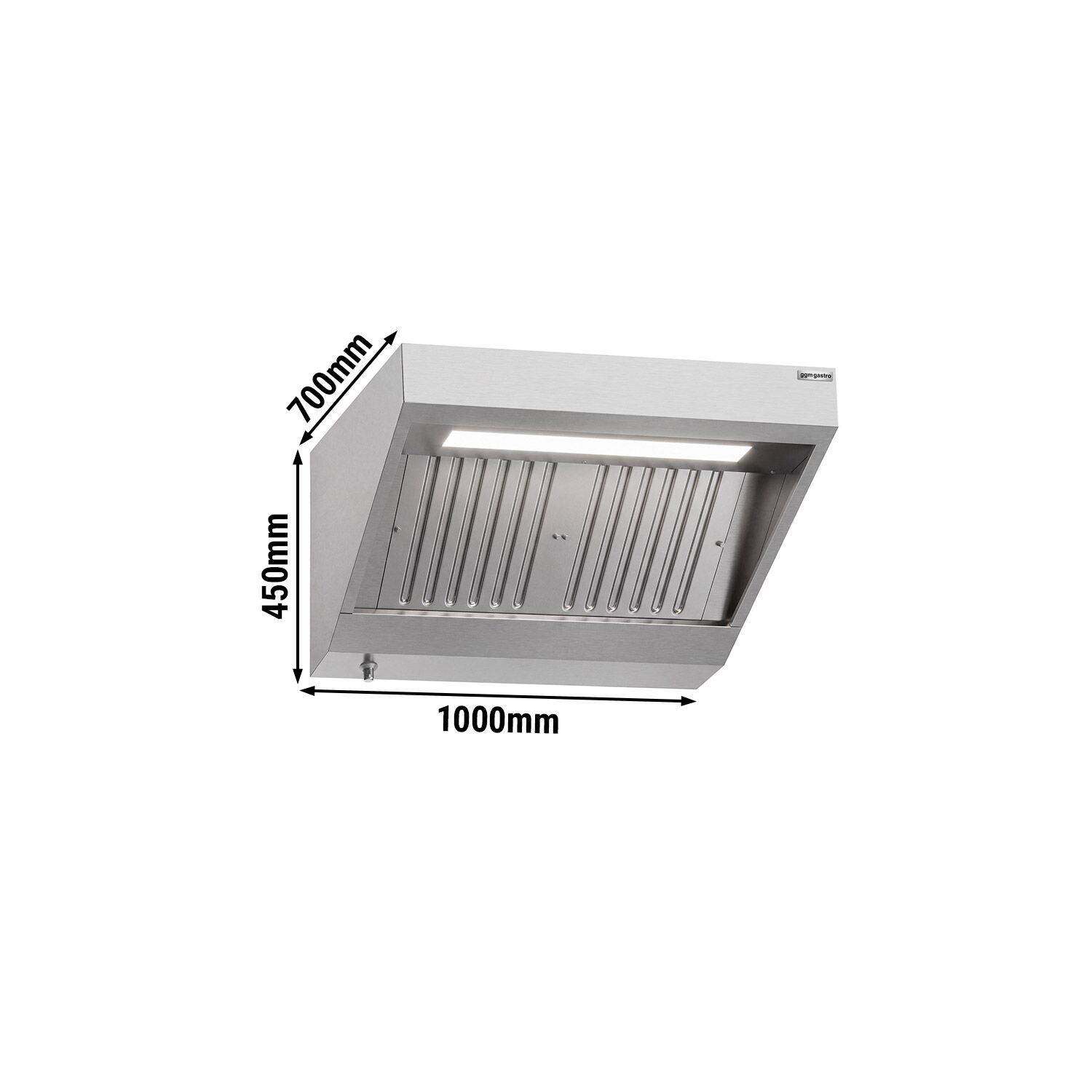 Hotte murale – 1000 mm – avec filtre et éclairage