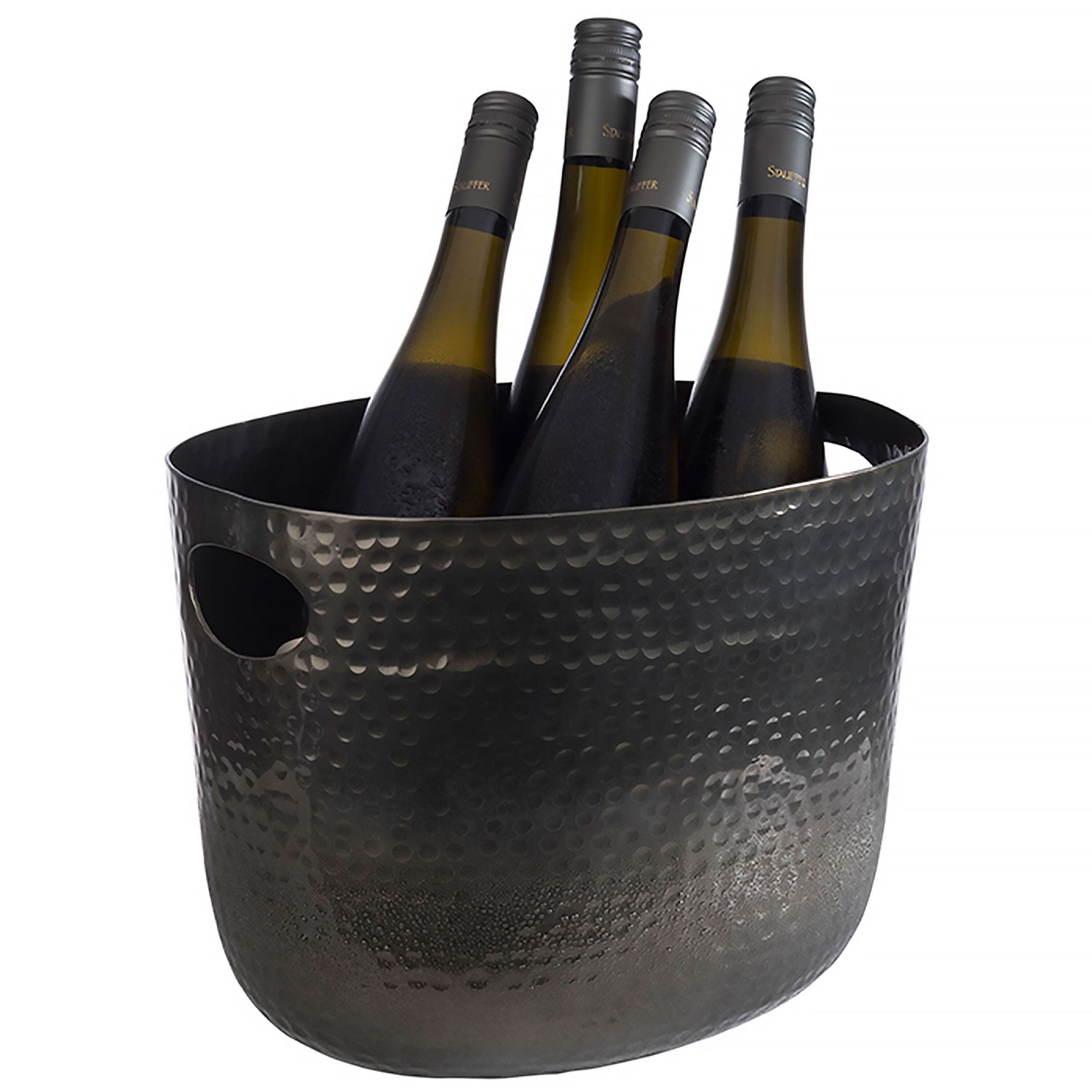 Seau à champagne - Aluminium - 7 litres - extérieur Ø300mm - Hauteur:230mm - Noir - avec poignées