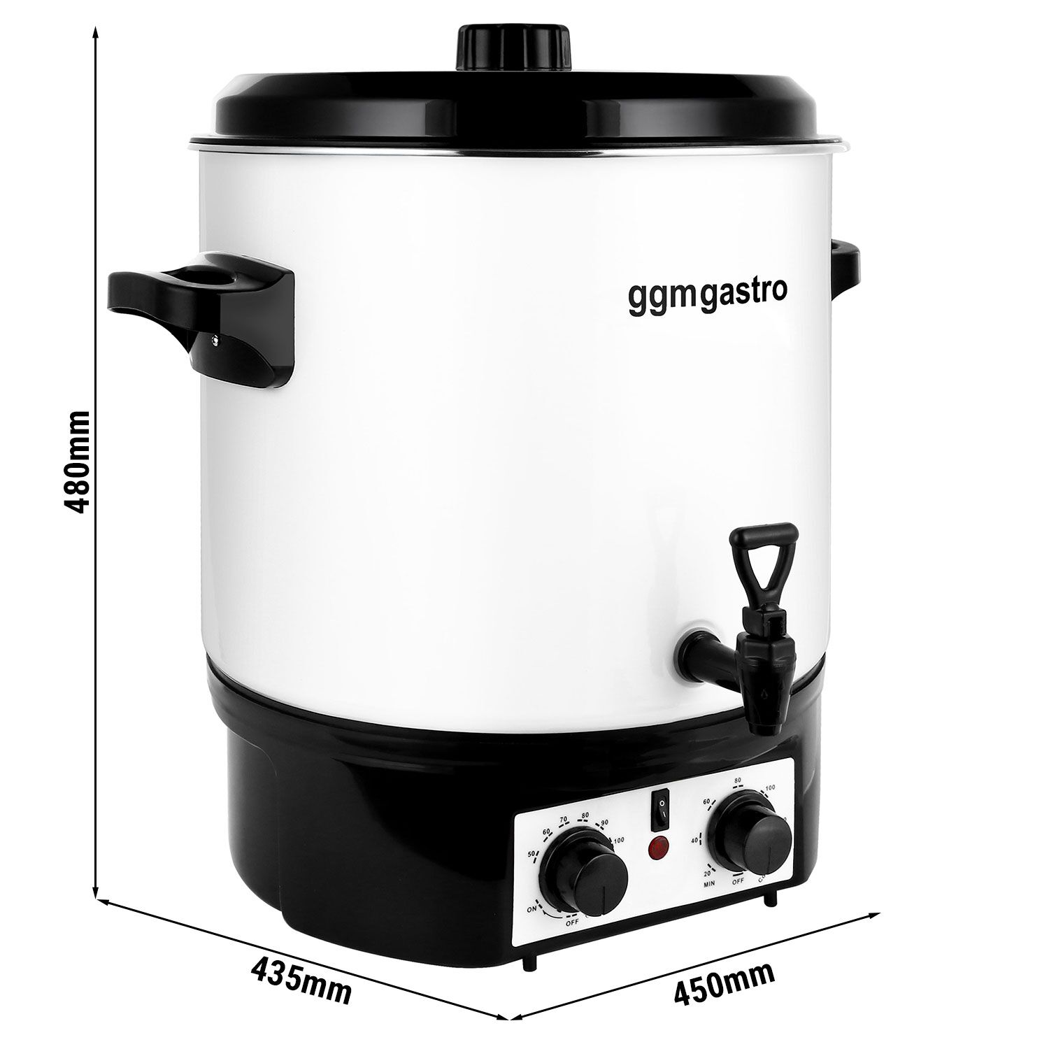 Distributeur de boissons chaudes professionnel - 27L - 1,8kW - Réglage de température en continu 30–110°C - Blanc - avec robinet de vidange et Minuteur numérique