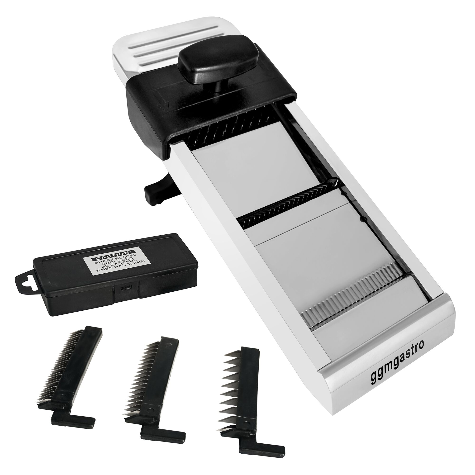 Mandoline professionnelle - avec 3 accessoires & lame ondulée - Acier inoxydable