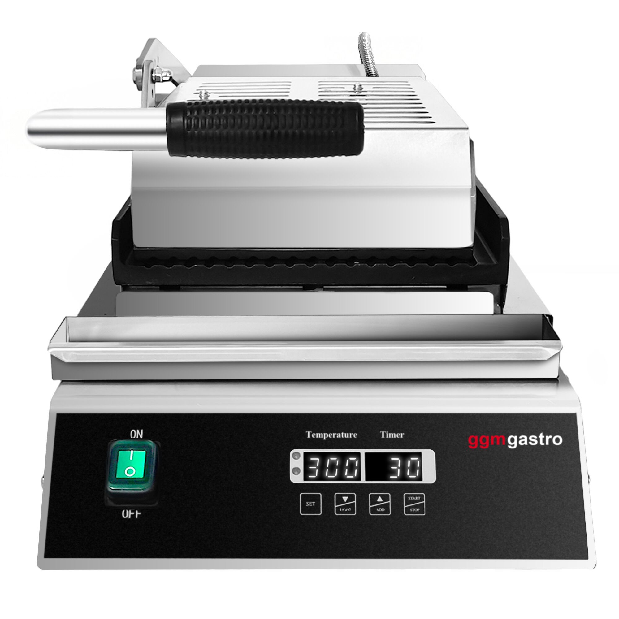 Presse à Panini / Gril de contact - 2,8kW - Automatique - Plaques rainurées - Surface de cuisson : 223x380mm