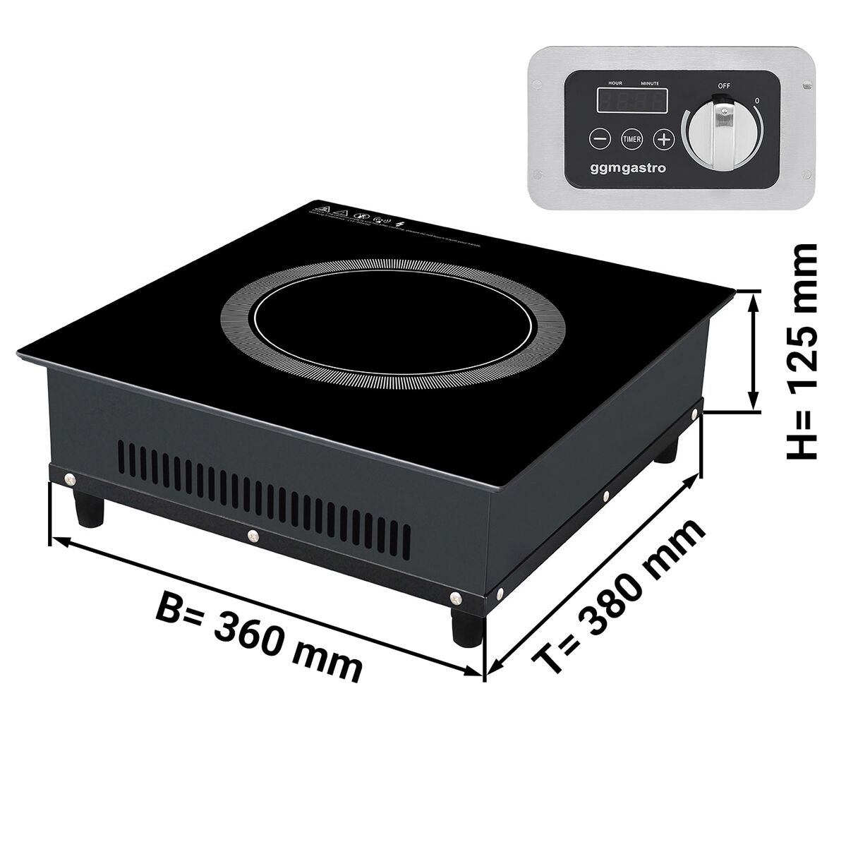 Fourneau à induction - 3,5kW - 1 foyer - encastrable