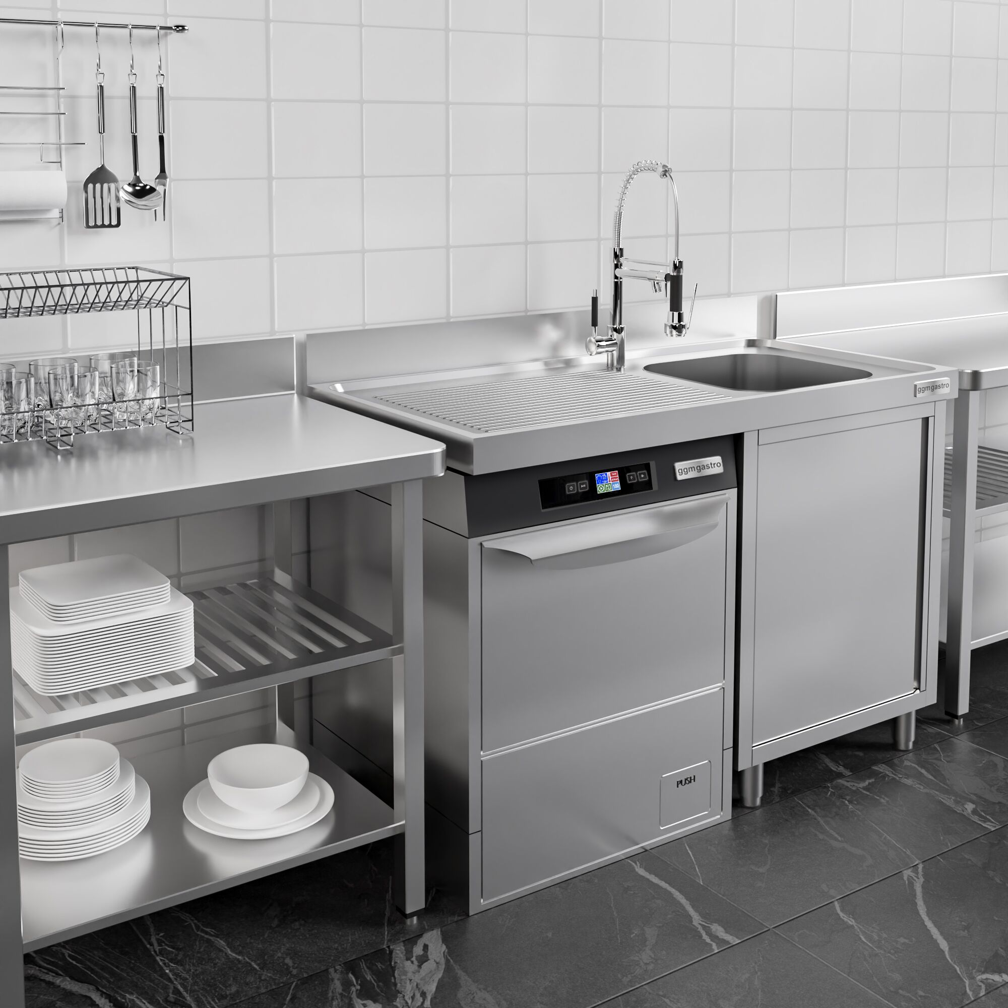 Diskbänk med underskåp - 1200x700 mm - med 1 ho höger