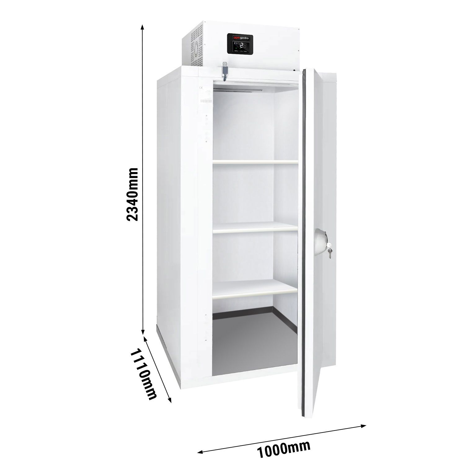 Chambre froide compacte - 1000 x 1100 mm - 1,59 m³ - avec 3 étagères