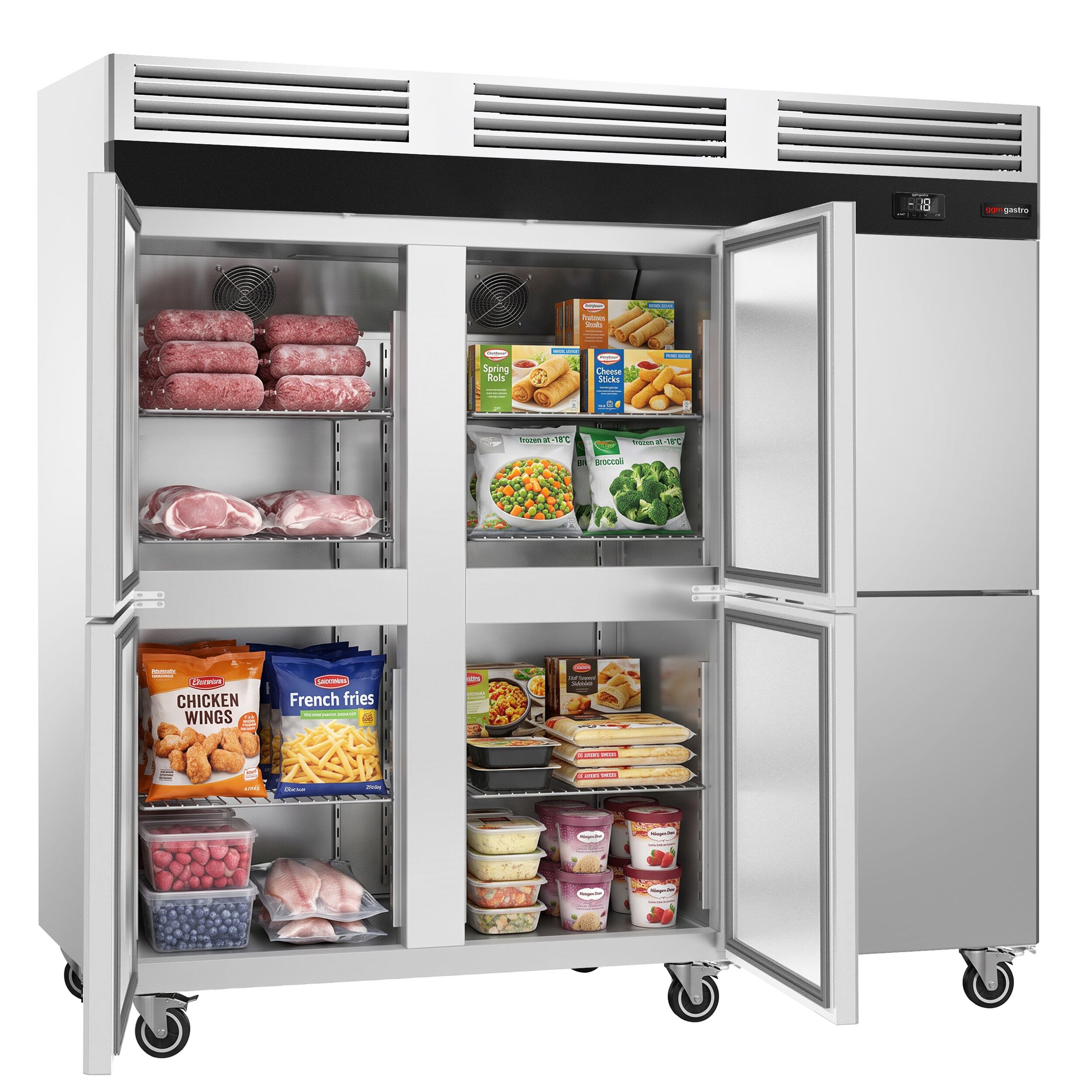 Storage freezer - Stainless steel ECO - GN 1/1 - 2500 litres - with 6 half doors