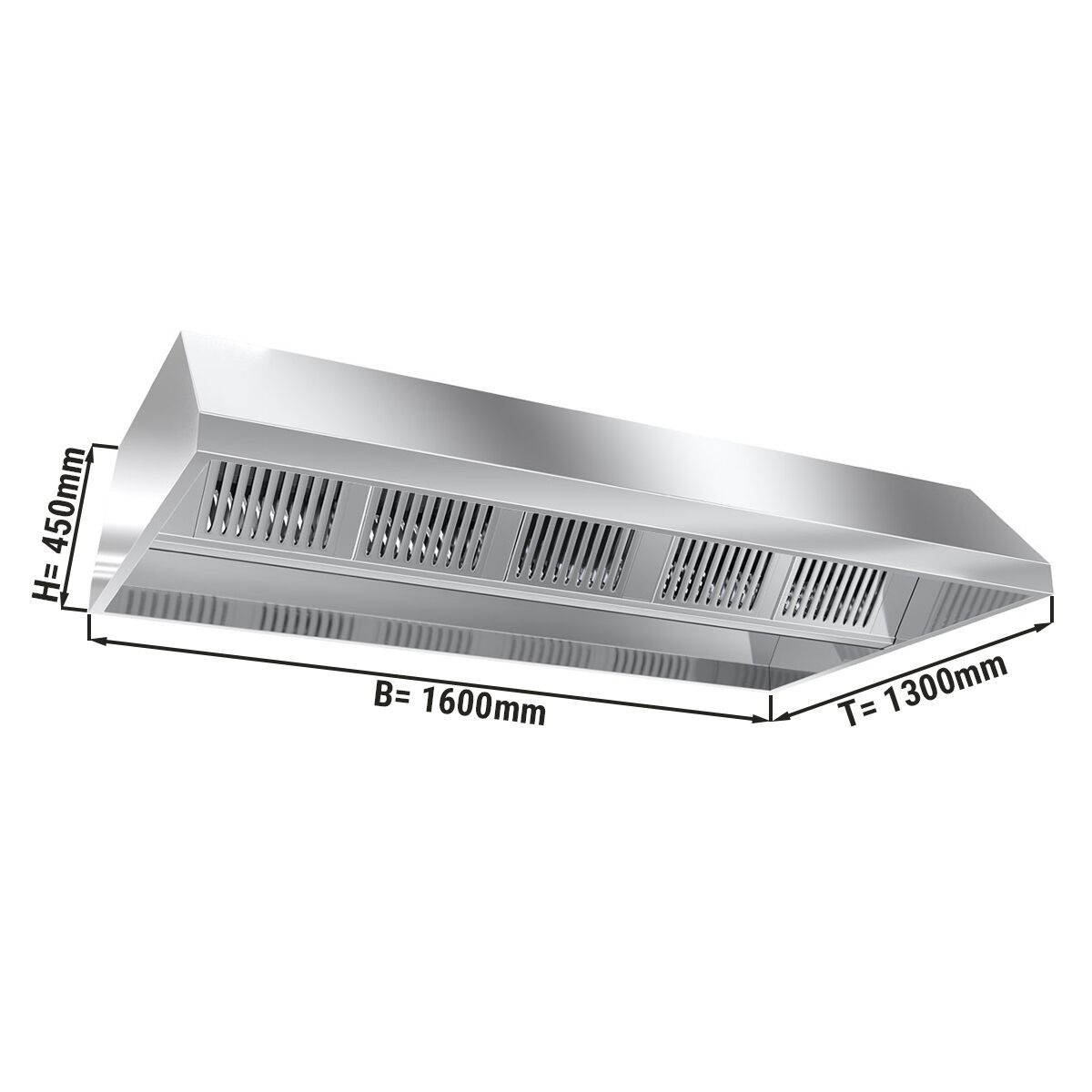 Hotte de plafond - 1600 mm - avec filtre & lampe