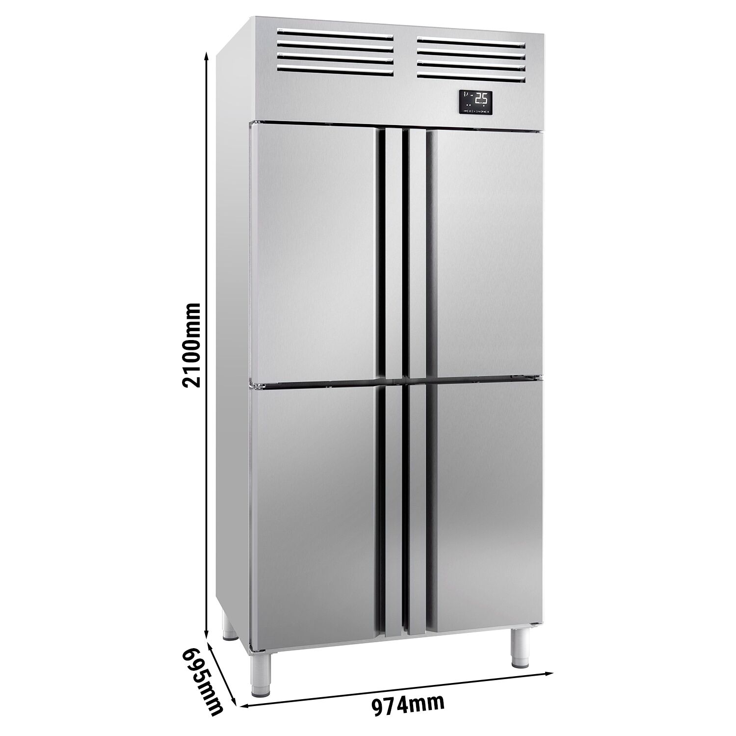 Armoire réfrigérée positive Inox AISI 304 PREMIUM PLUS - GN 1/1 - 745 L - avec 4 demi‑portes