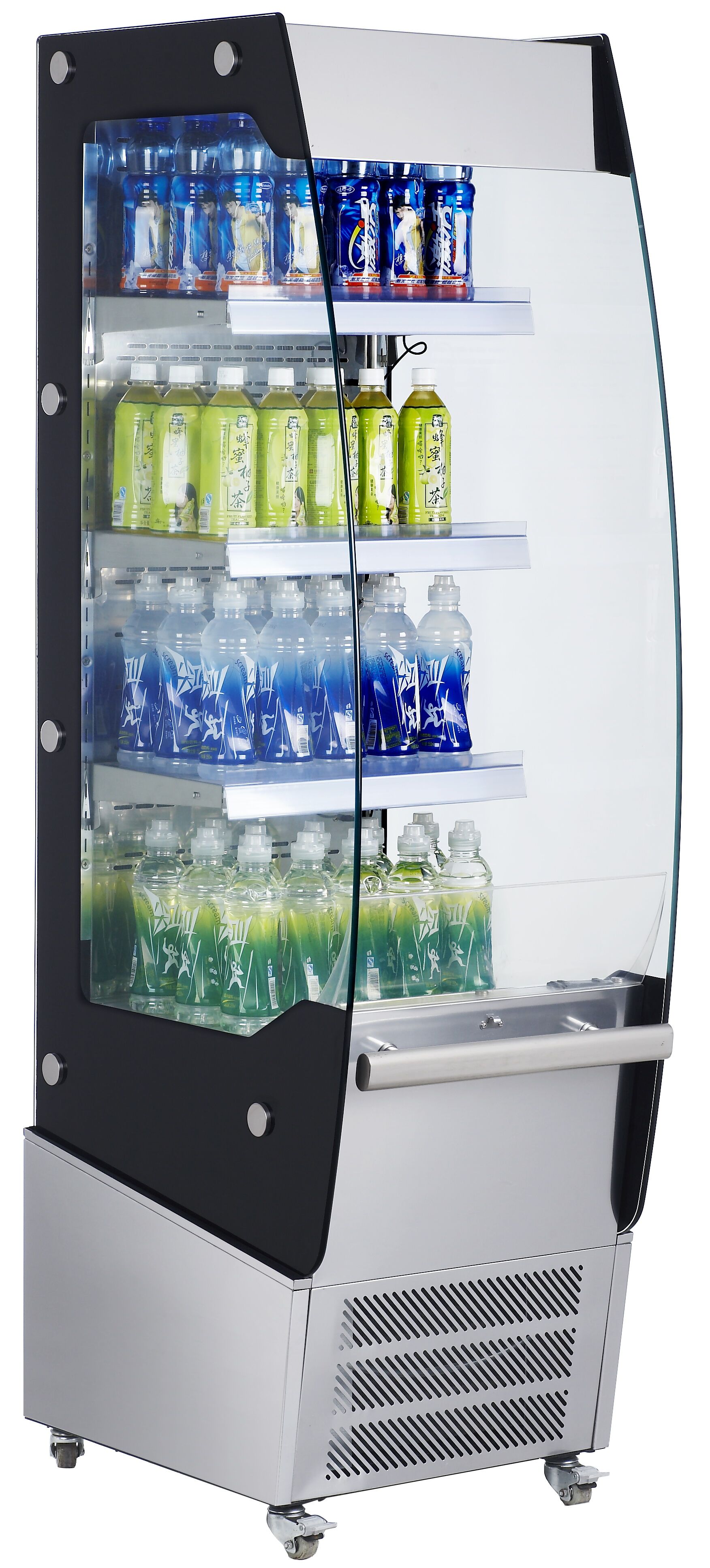 Commercial multideck display fridge - Open front - 494mm - 220L - with 3 shelves - incl. night blind