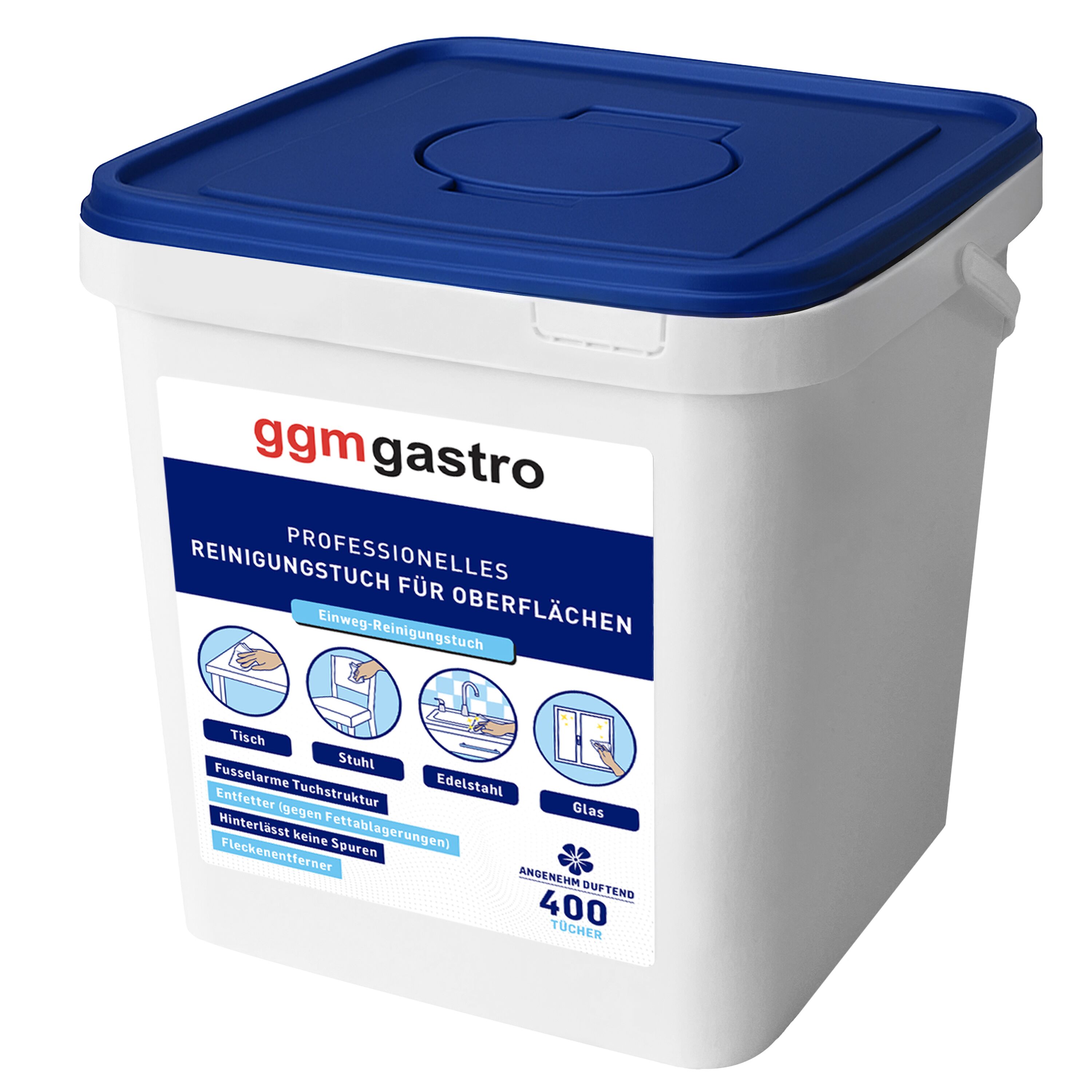 Lingettes nettoyantes & multi-usages pour surfaces - 1600lingettes - Dégraissant & sans traces - incl. 4 distributeurs réutilisables avec couvercle
