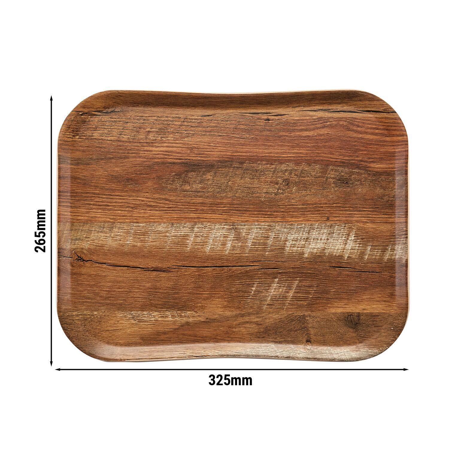 (12 pieces) CAMBRO | CENTURY™ Fibreglass Serving Tray – GN 1/2 325×265 mm – Brown Oak Wood Effect