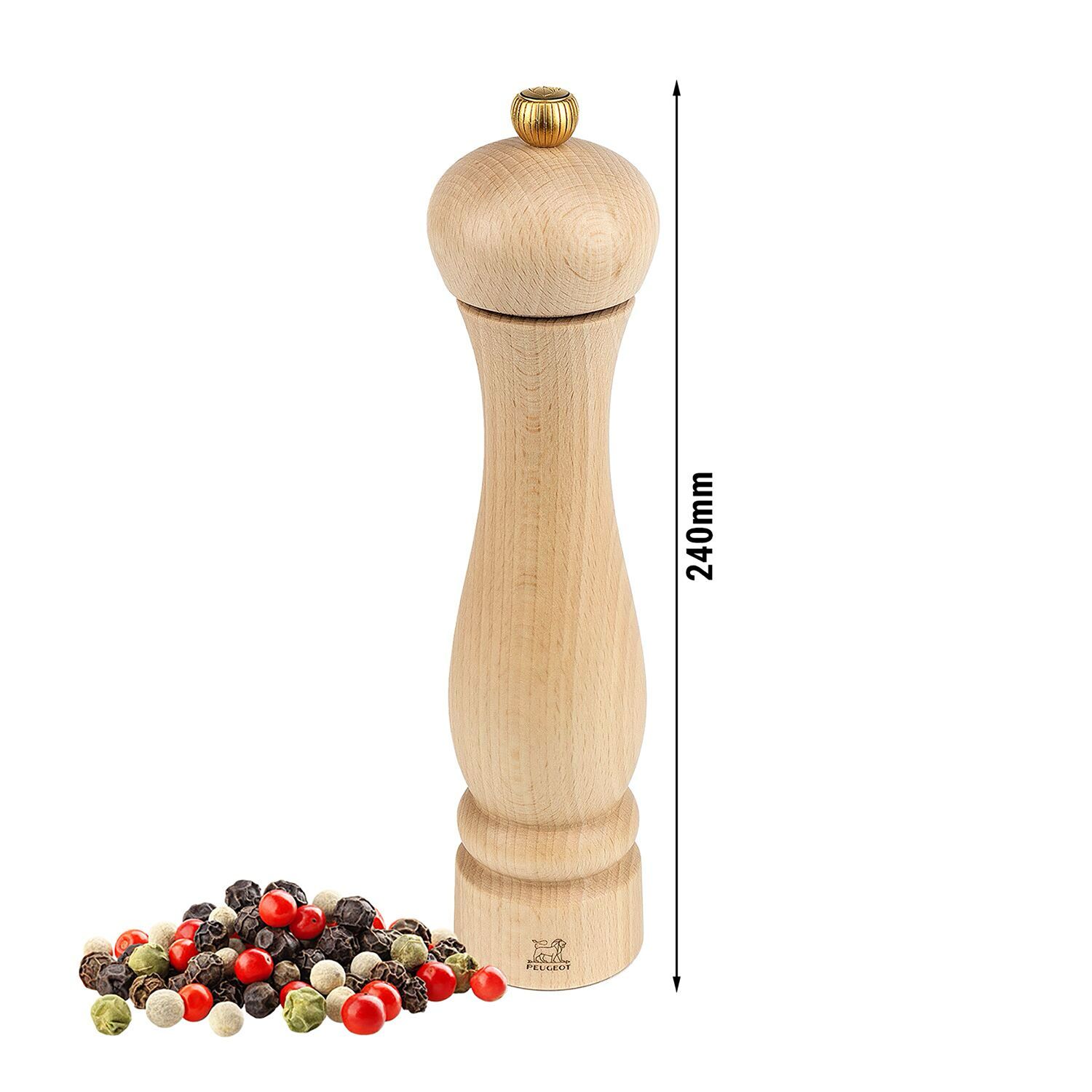(6 pièces) PEUGEOT | CLERMONT – Moulin à poivre – Bois – Naturel – Hauteur : 240 mm