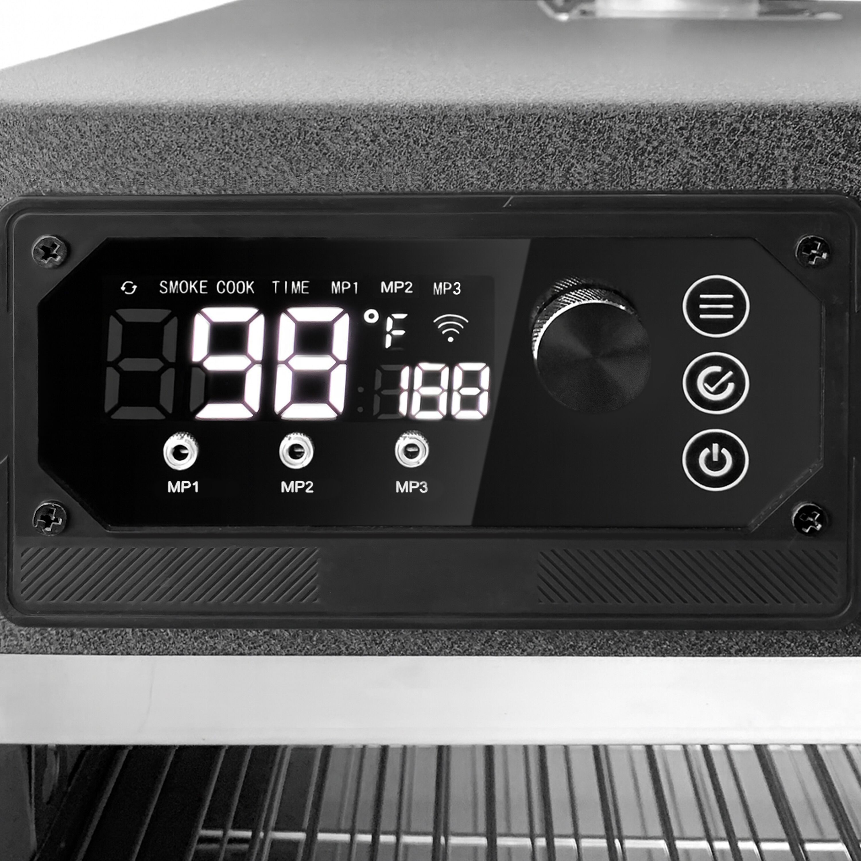 Fumoir électrique professionnel - Commande électronique - avec 4 grilles - 509x581mm - sur roulettes - Noir - fumage à chaud et à froid