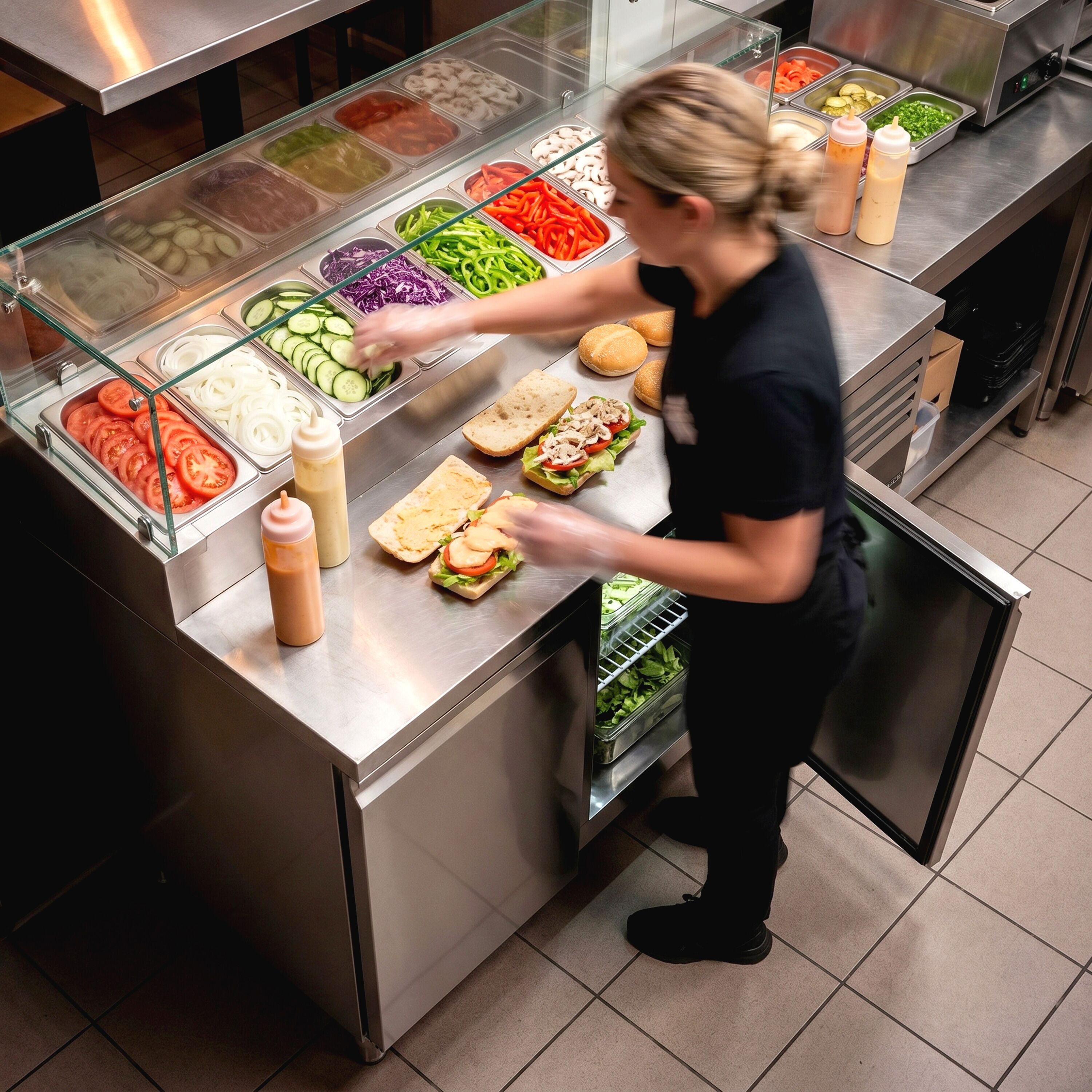 Commercial Saladette Prep Counter PREMIUM - 1360x700mm - 2 Doors - for 7x GN 1/3