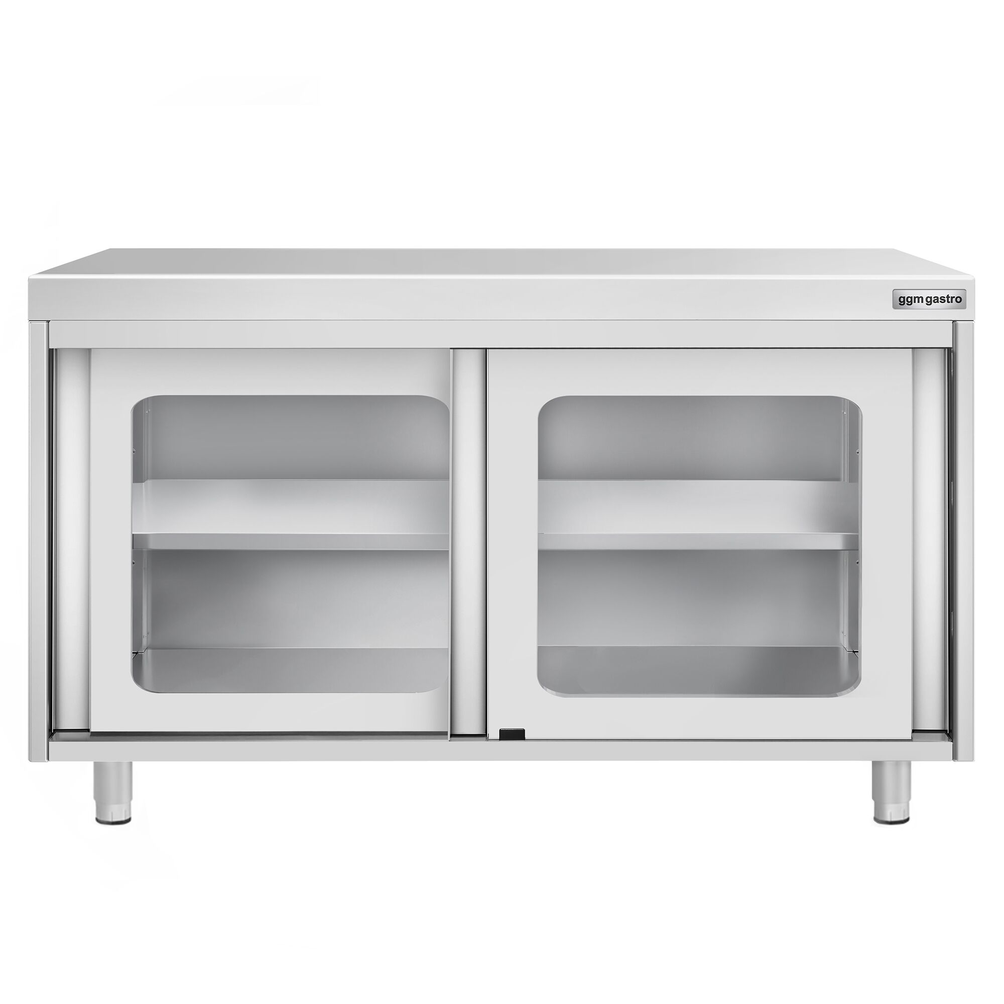 Table armoire en acier inoxydable PREMIUM - 1200x700mm - avec portes coulissantes vitrées