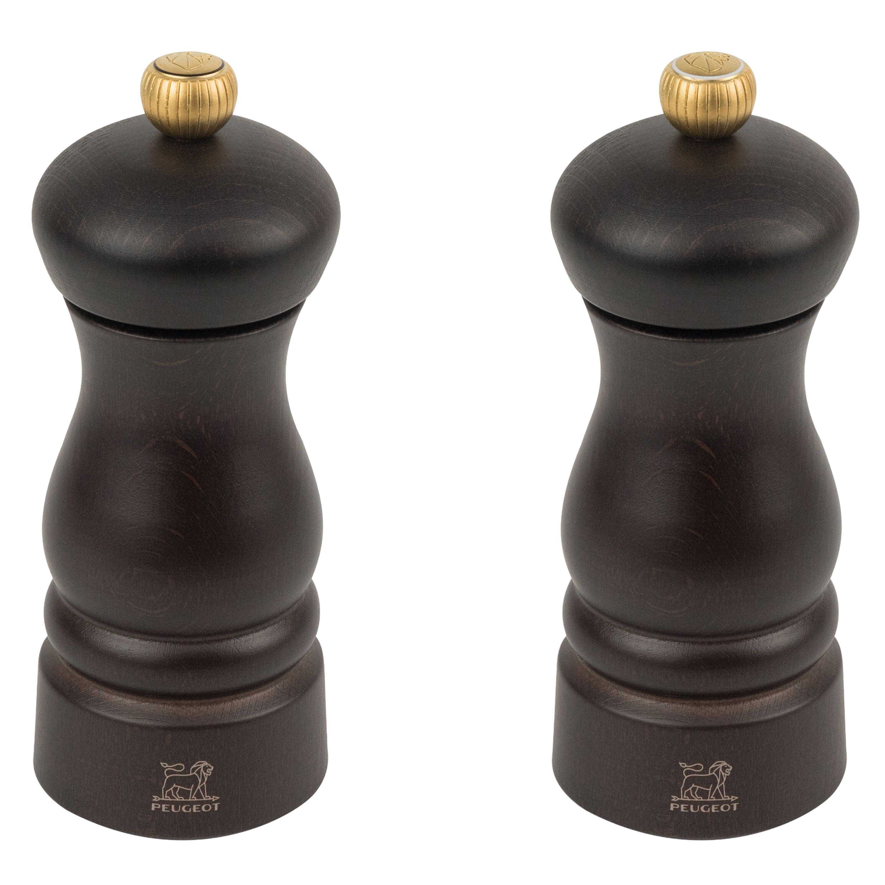 (6 pièces) PEUGEOT | CLERMONT - Moulin à sel & à poivre - Bois - Chocolat - Hauteur : 130 mm