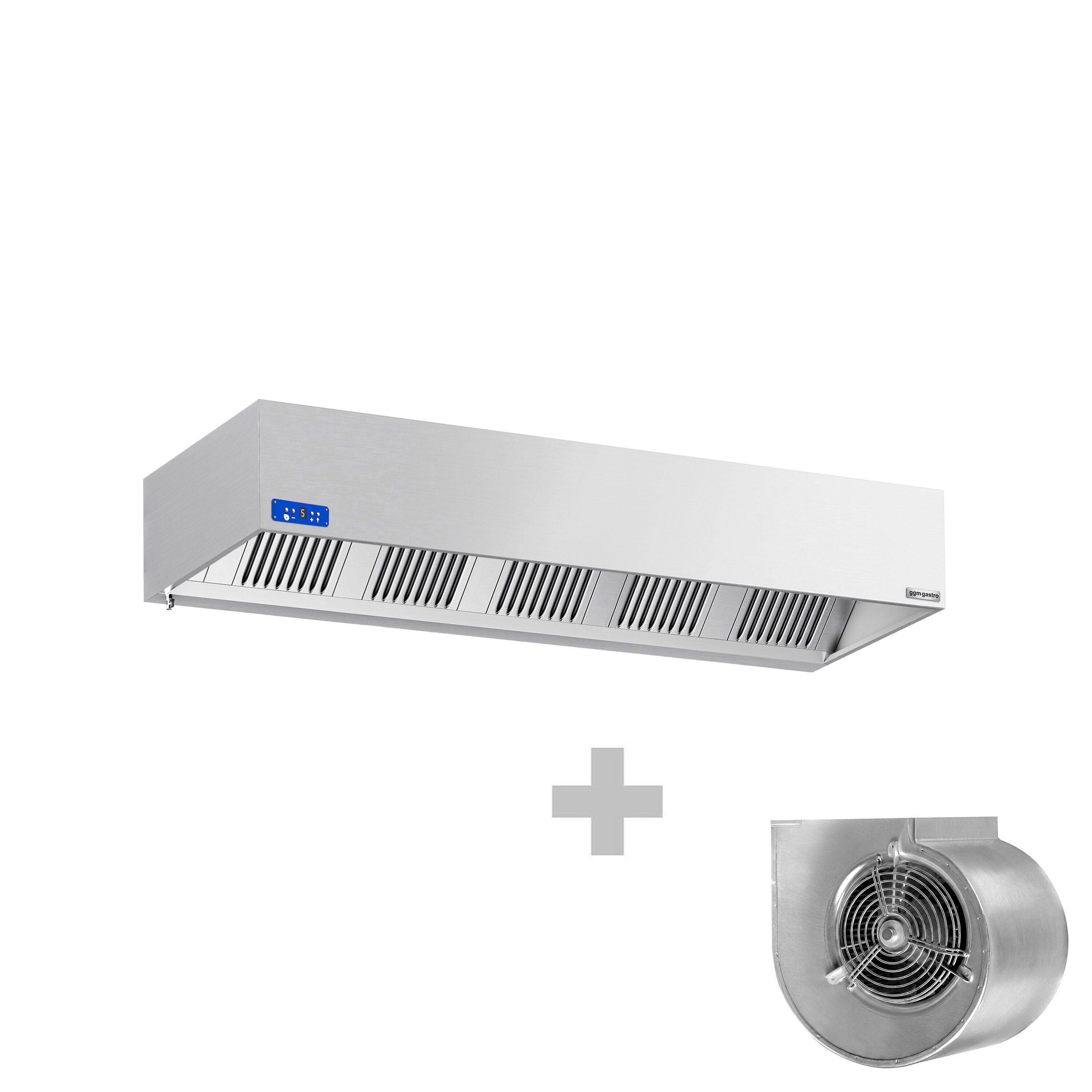 Commercial Wall-Mounted Extractor Hood with Motor – 2600mm – with Speed Controller, Baffle Filters & Lighting