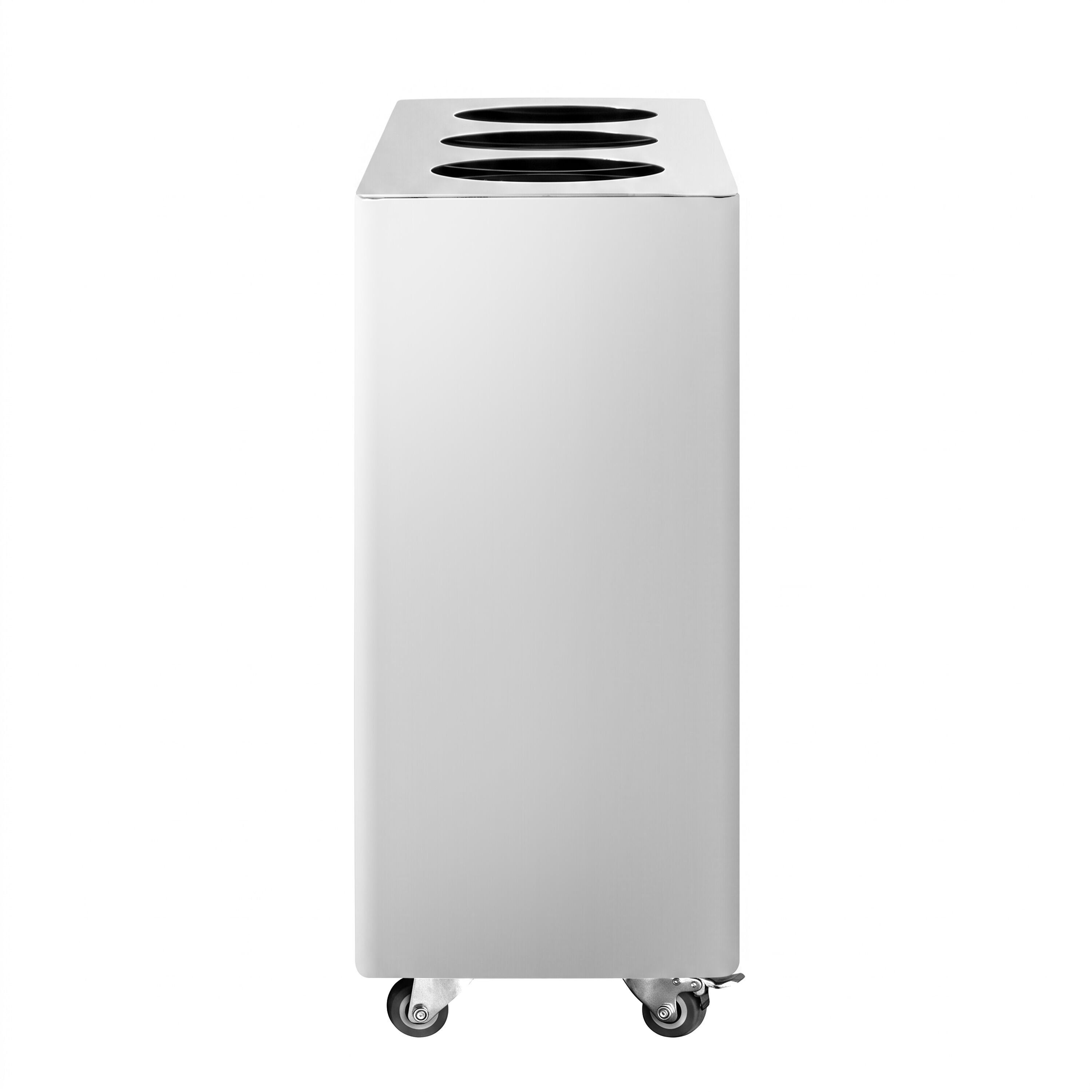 Waste sorting system – 3 bins, 30 litres each – stainless steel – with 4 castors