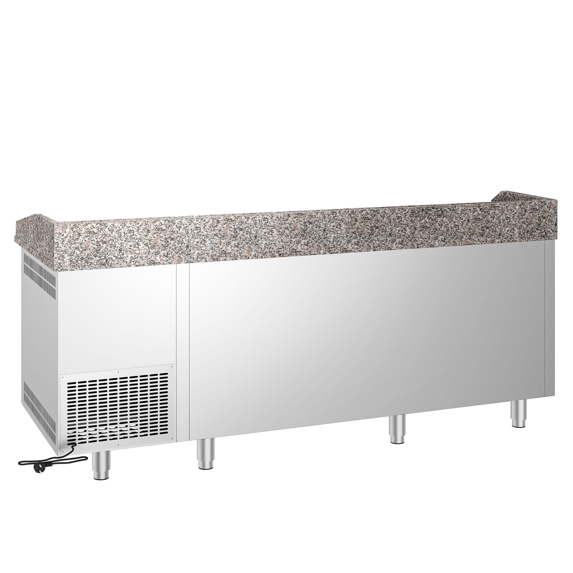 Table réfrigérée pour pizza PREMIUM - 2100 x 800 mm - avec 2 portes & 5 tiroirs