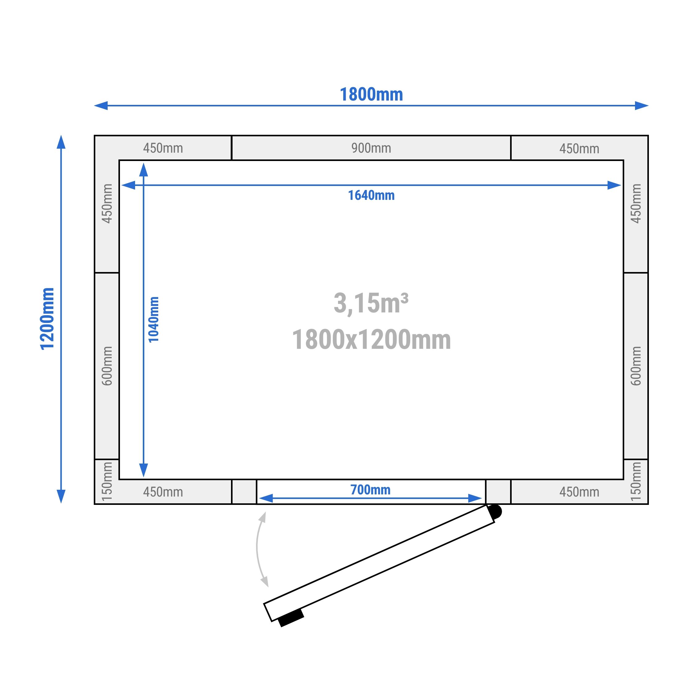 Chambre froide - 1800 x 1200 mm - 3,15 m³