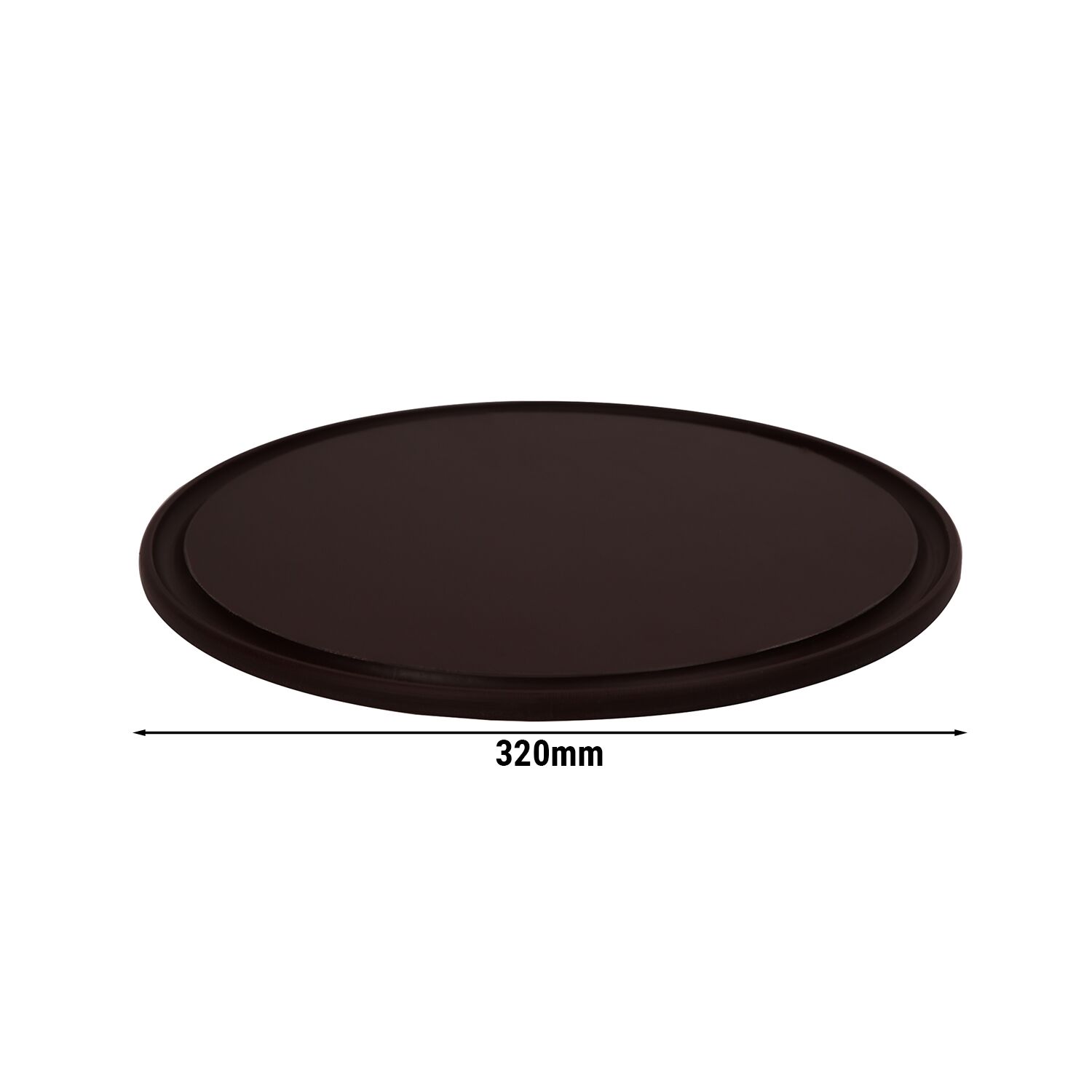(12 Pièces) Assiette à Pizza - Polyéthylène - Ø 320 mm - Avec Rainure à Jus - Marron