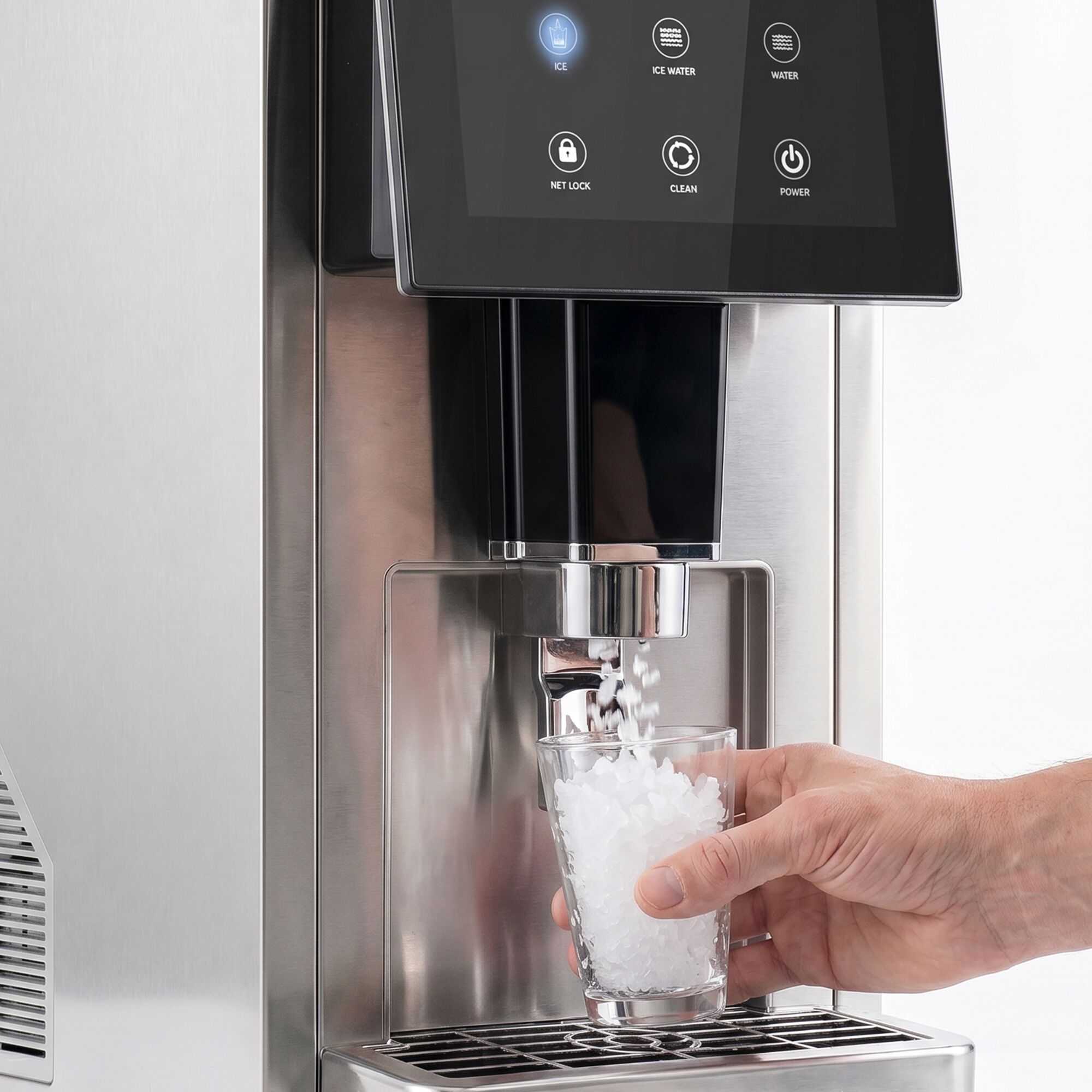 Ice and water dispenser with integrated ice maker - 70 kg/24 h - Touch