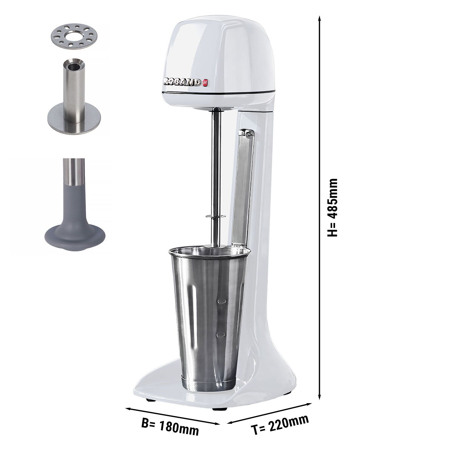 ROBAND | Spindle Milkshake & Drink Mixer – 710 ml stainless steel cup - 150 W - 2 speeds - white