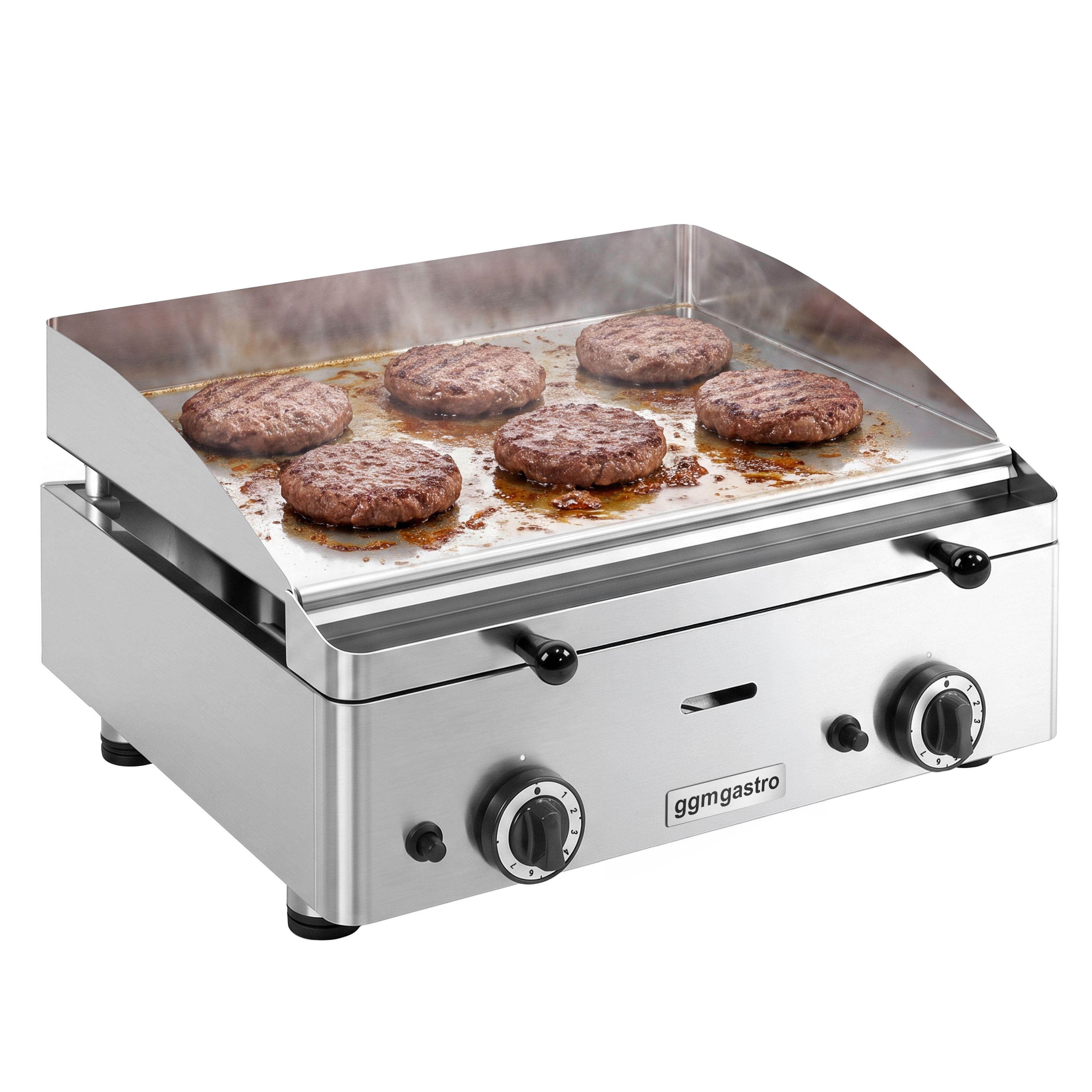 Gas Bratplatte - mit Hartchrom-Beschichtung - 6,2 kW - Glatt - Bratfläche: 555x400mm