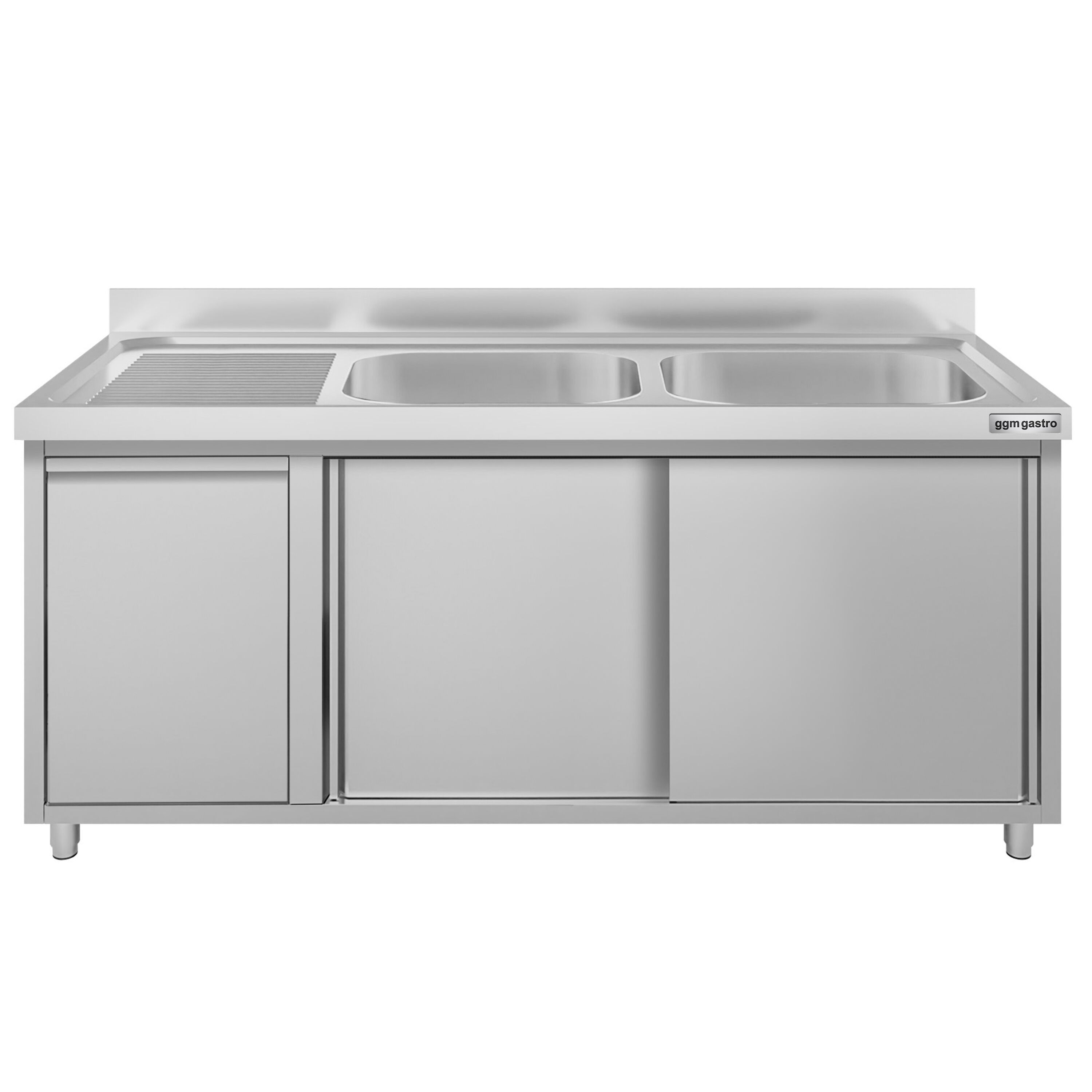 Meuble évier ECO - 1600 x 600 mm - avec poubelle & 2 bacs à droite