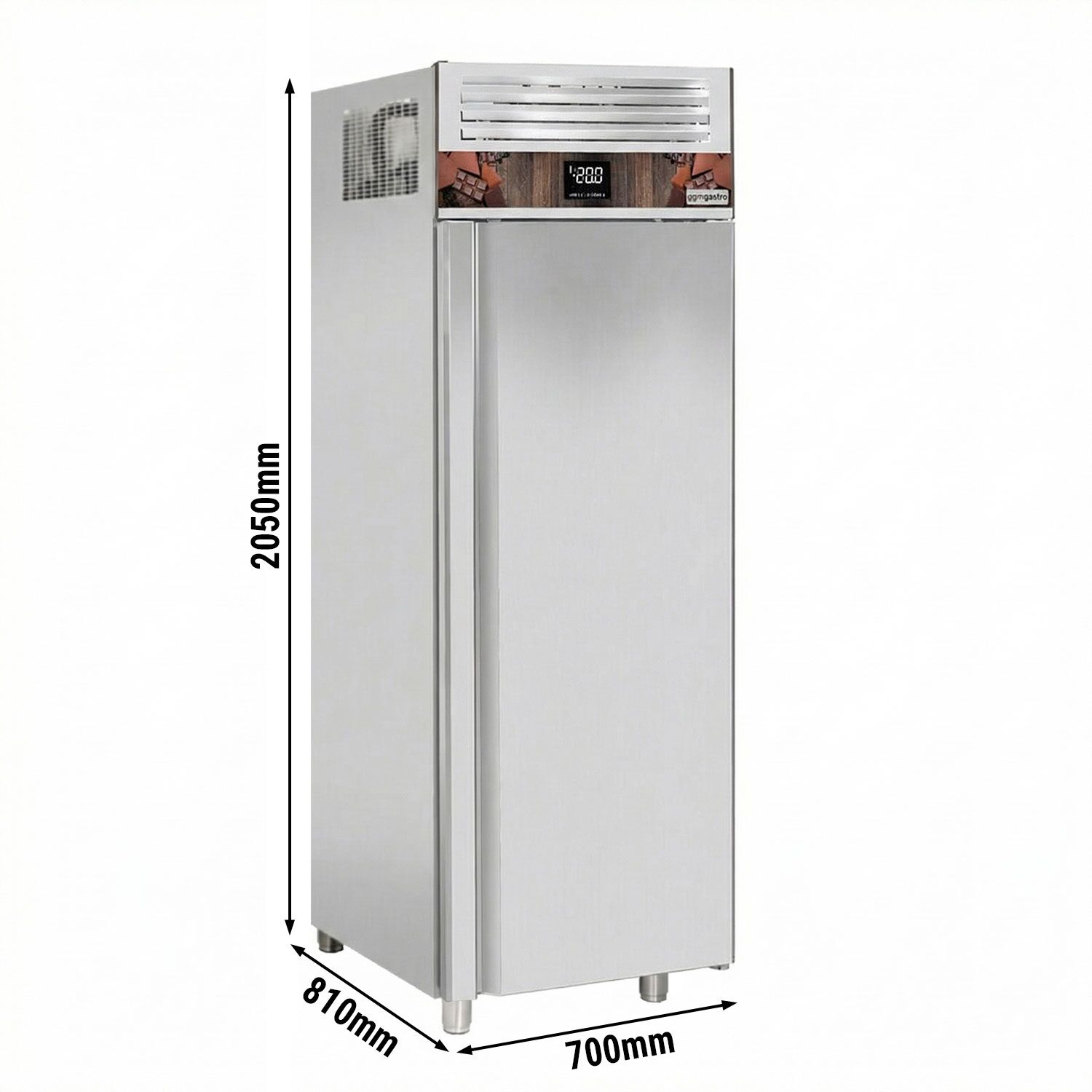 Armoire à chocolat réfrigérée positive Inox AISI 304 PREMIUM - GN 2/1 - 700 L - avec 1 porte & 4 grilles GN 2/1