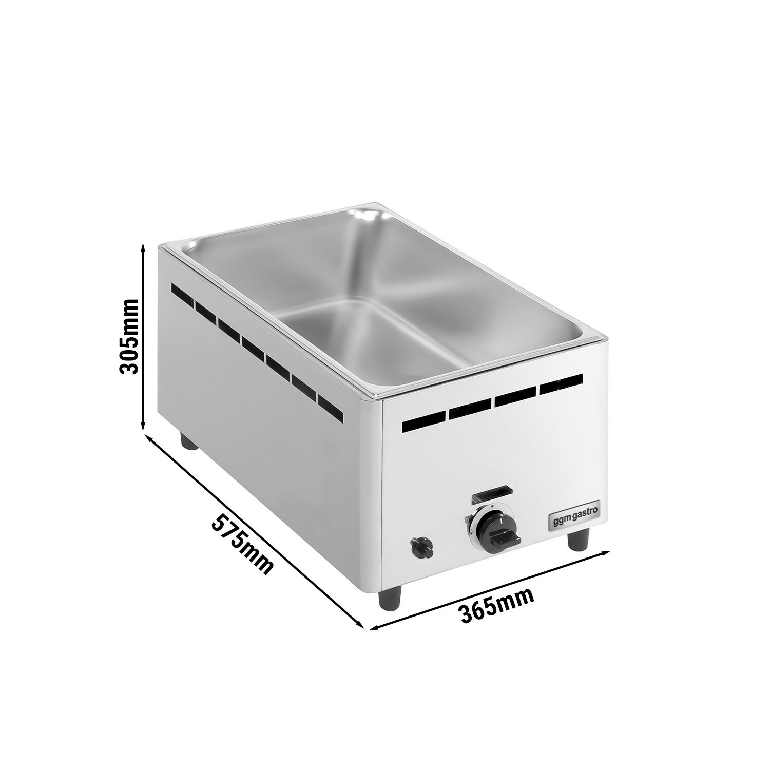 Bain-marie à gaz - 2,75 kW - GN 1/1 avec Hauteur 150 mm