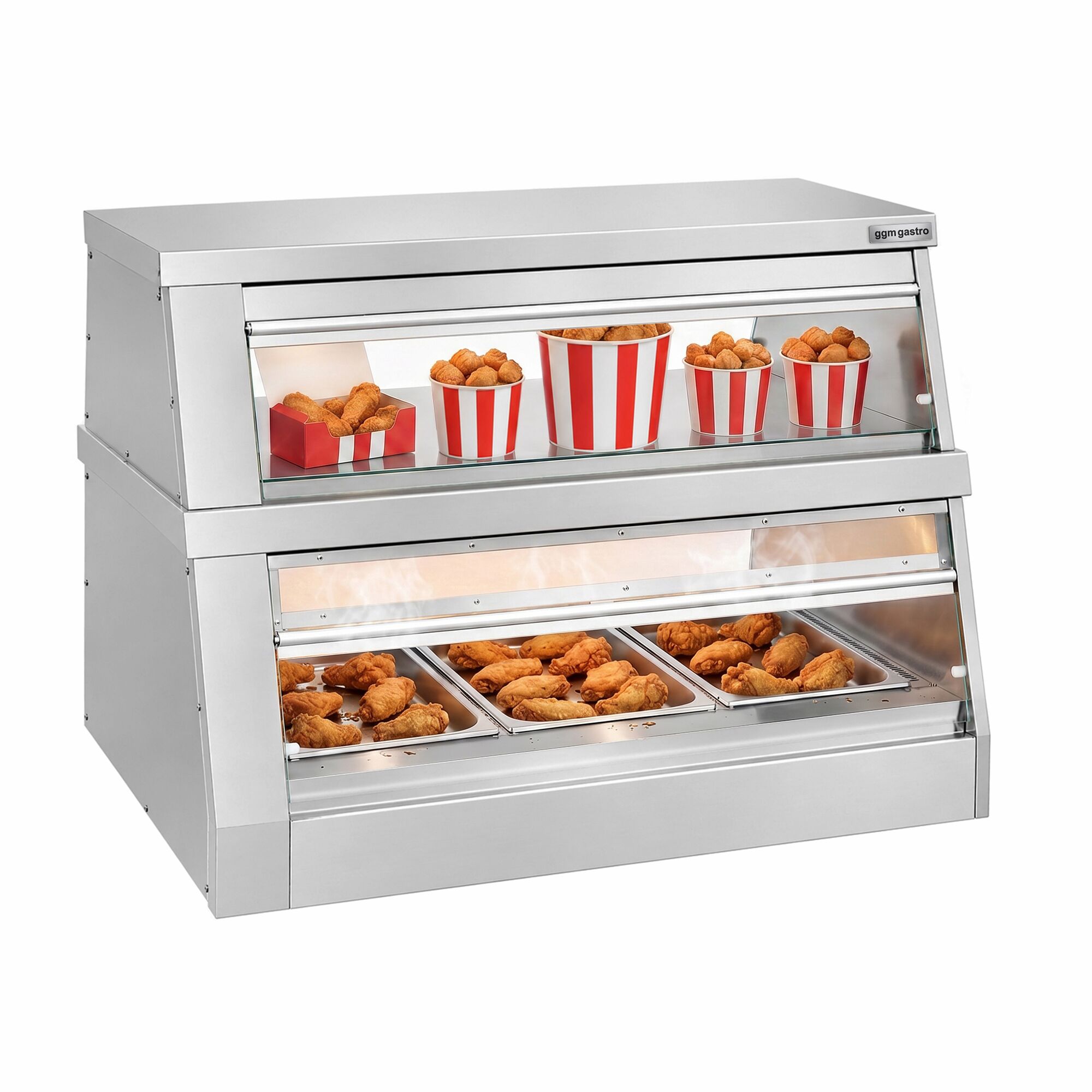 Commercial Heated Display Cabinet – 1200 mm – for 3 × GN 1/1 – Individually Adjustable – 3.5 kW
