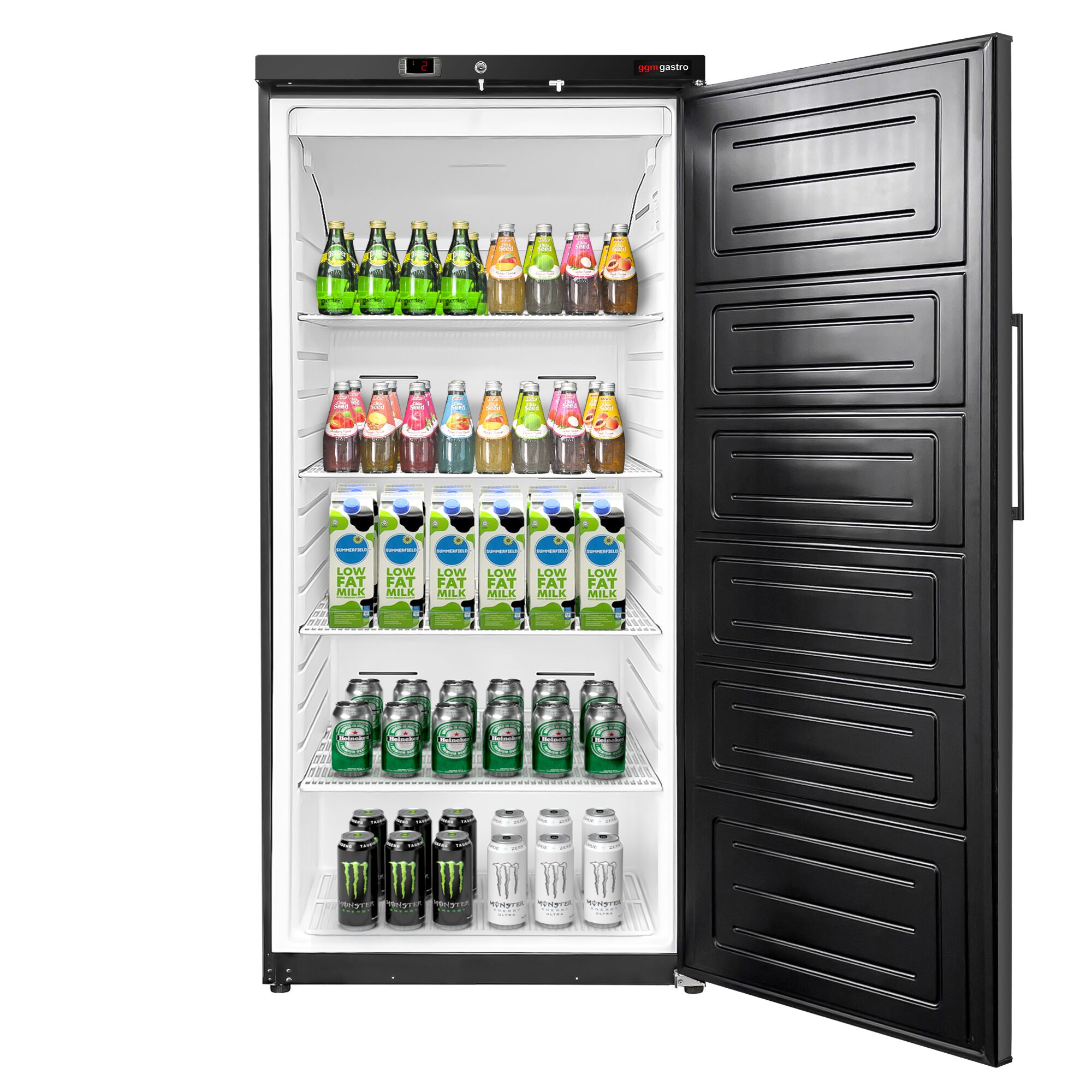 Réfrigérateur de stockage ECO – 600 litres – avec 1 porte – intérieur de la porte en plastique – Noir