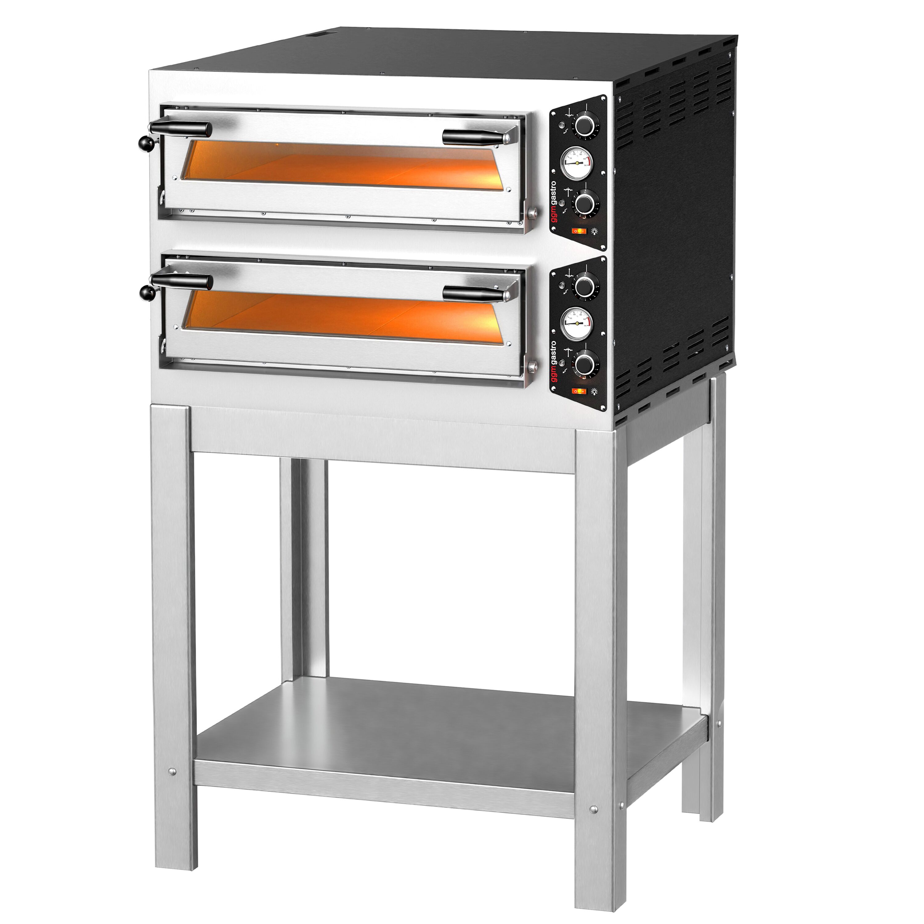 Four à pizza électrique – 4+4 x 30 cm – Manuel – incl. support inférieur