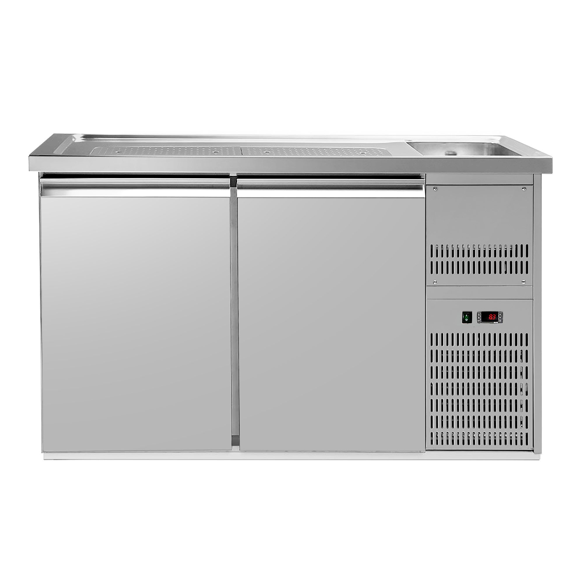 Comptoir de bar réfrigéré Premium PLUS – 1550 × 700 mm – 2 portes